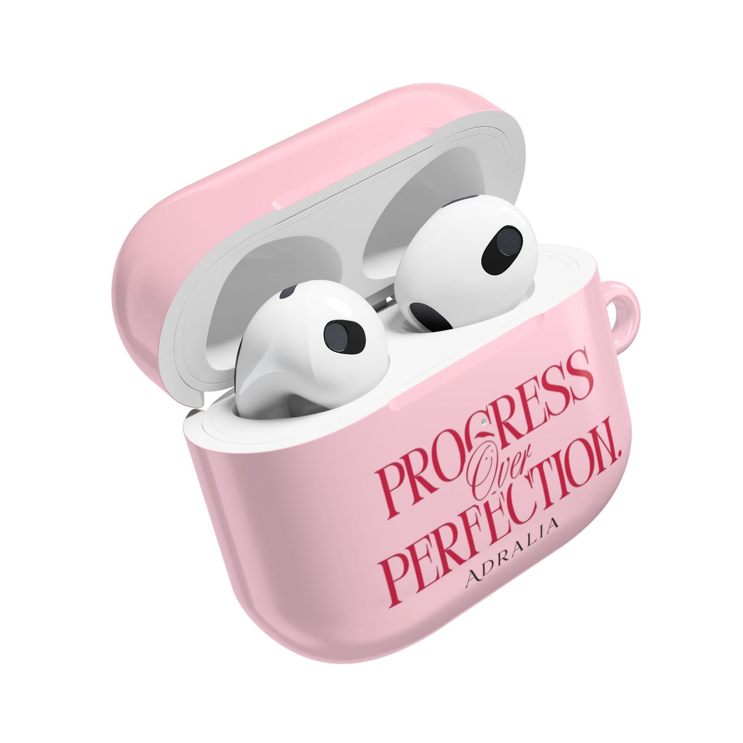 Progress Over Perfection AirPod Case — Pink Inspirational Protective Cover