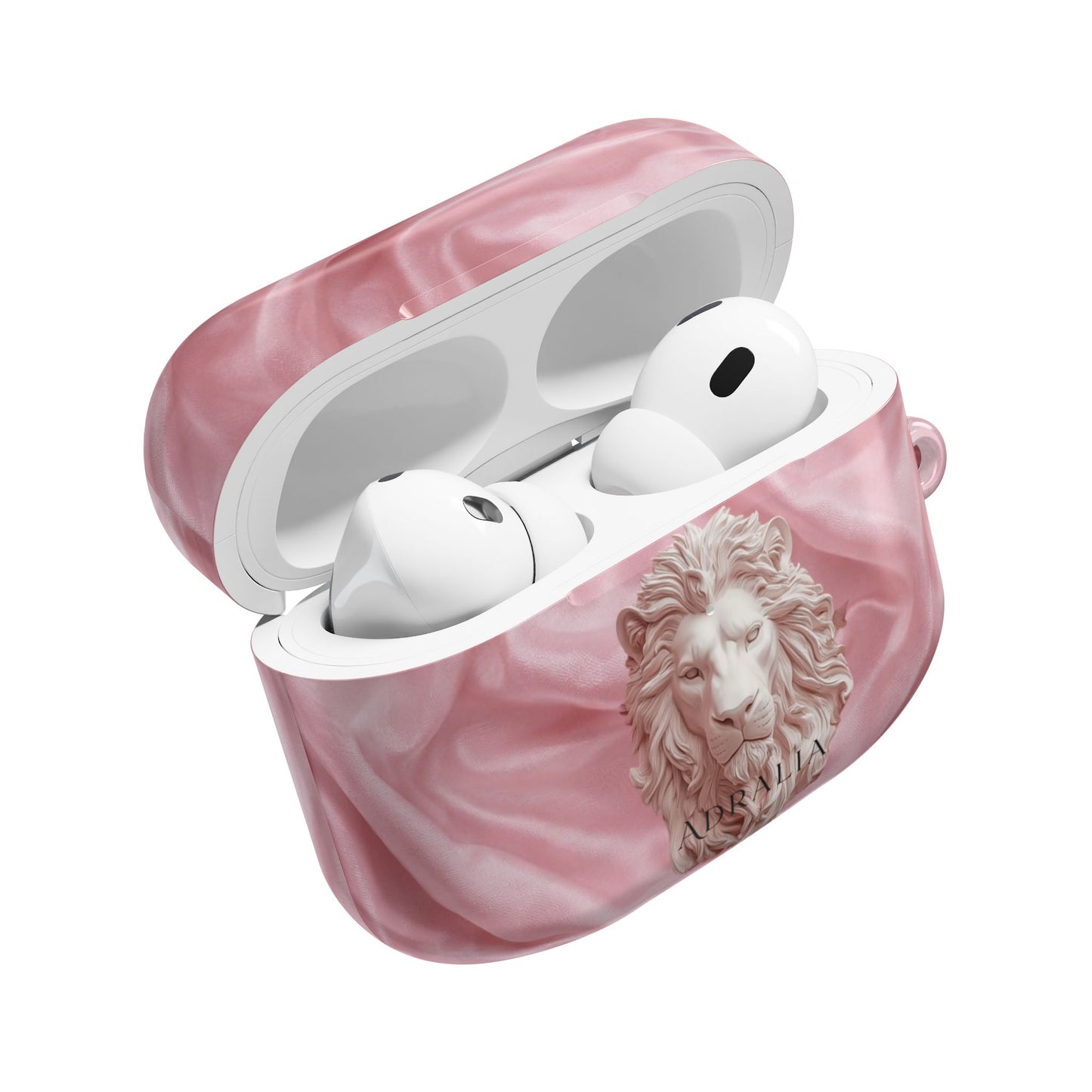 Pink Marble Lion AirPod Case — Elegant Protective Cover