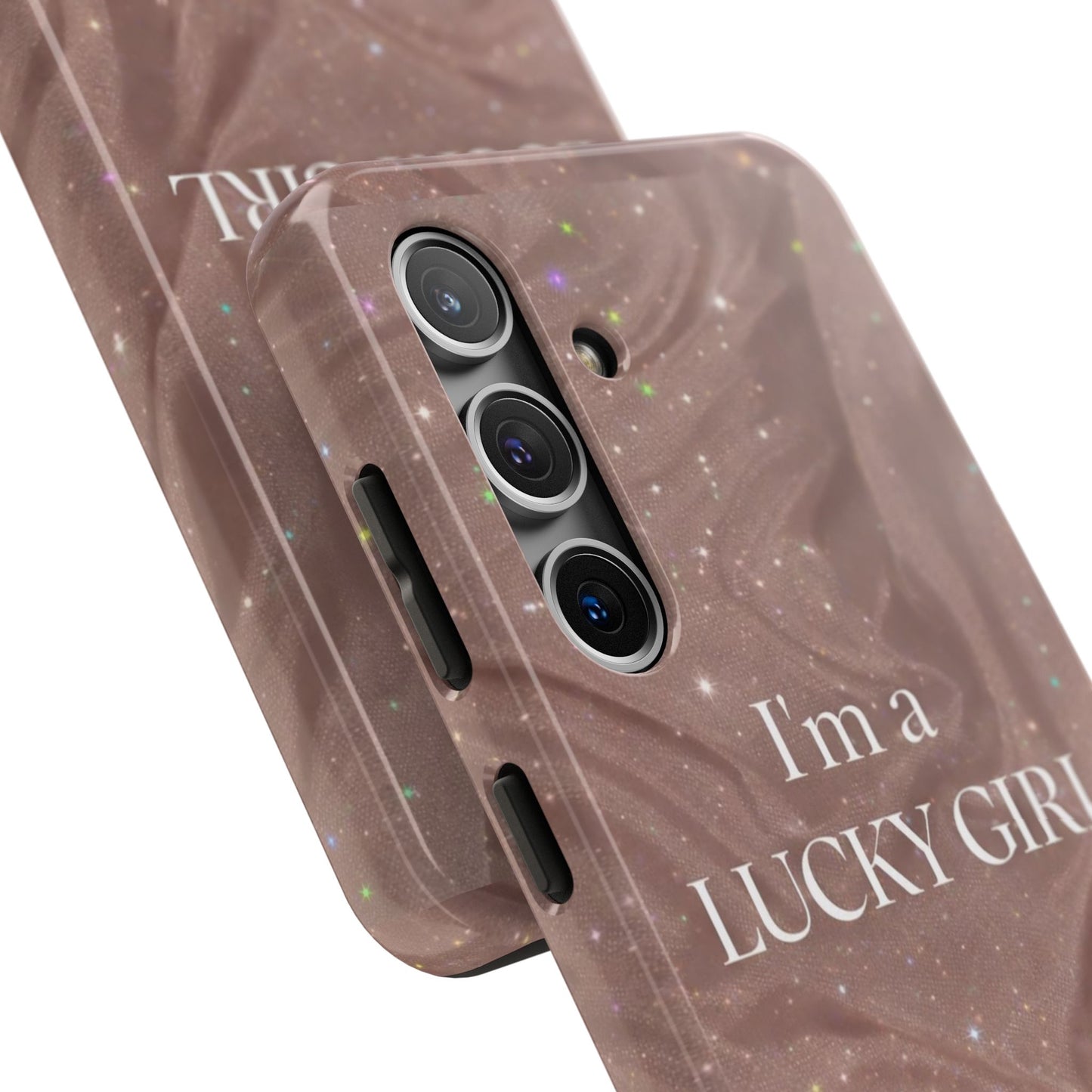 I'm a Lucky Girl Tough Phone Case – Sparkling Rose Marble Protective Cover