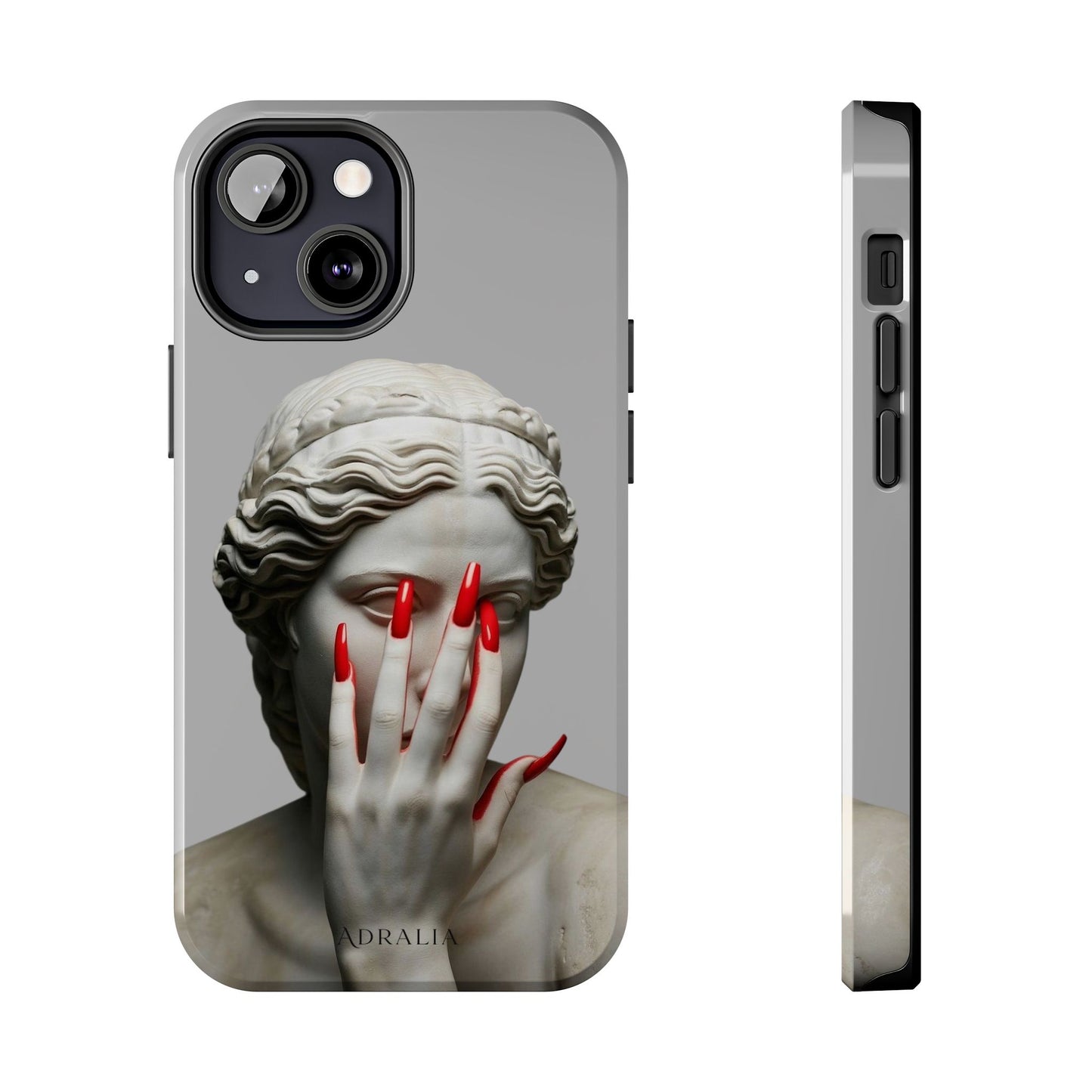 Statue with Red Nails Phone Case — Moody Classical Art Protective Case
