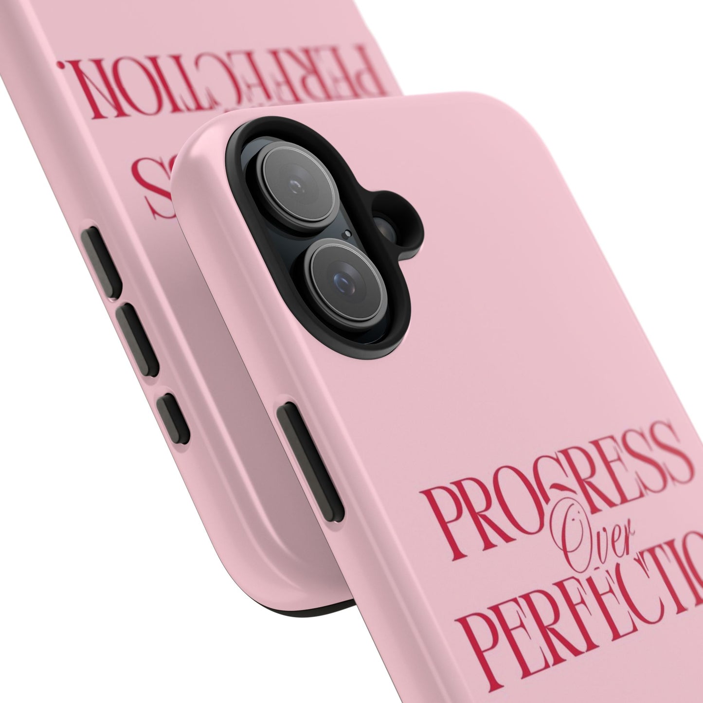 Progress Over Perfection Tough Phone Case — Pink Inspirational Protective Cover