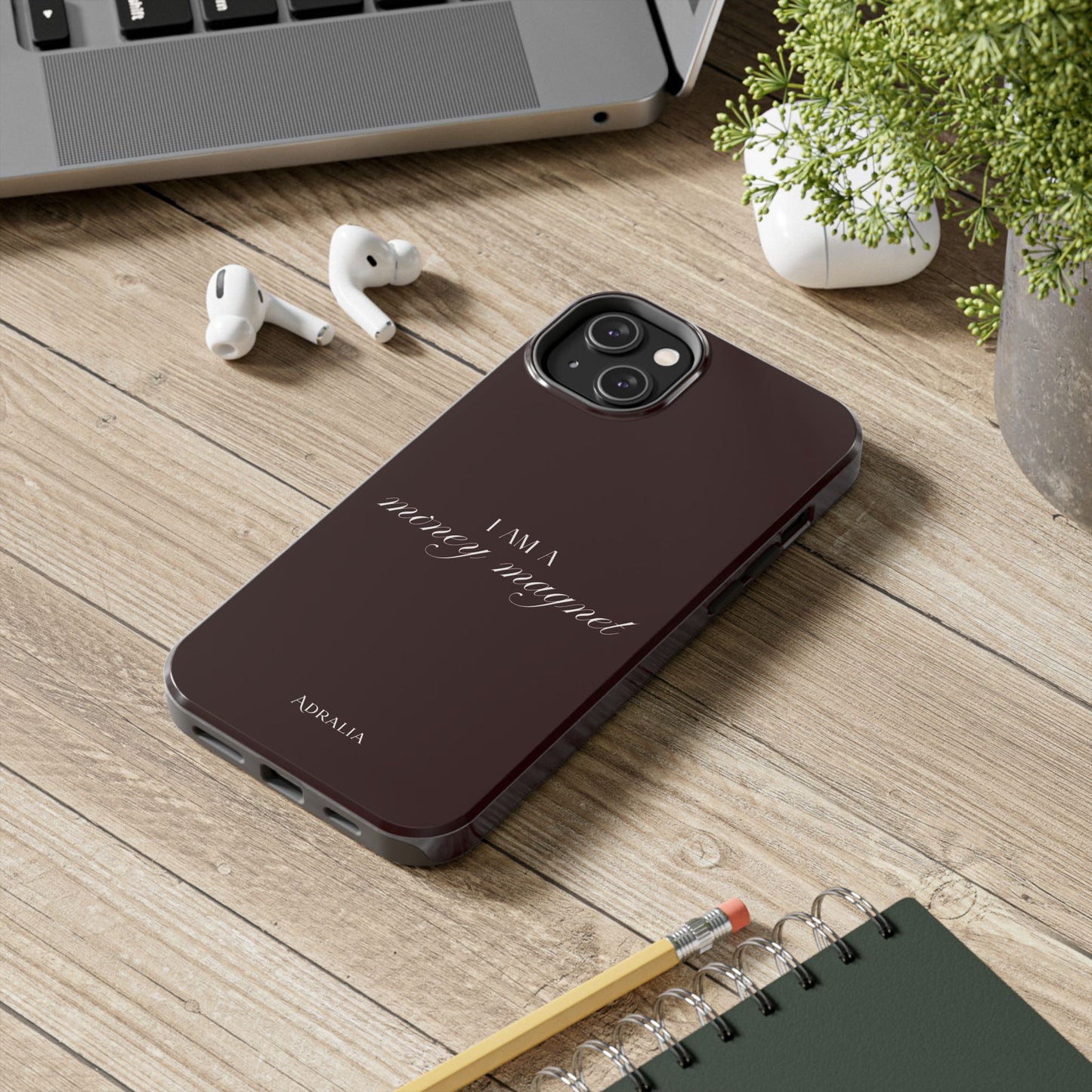 I Am a Money Magnet Tough Phone Case — Protective Glossy Phone Cover with Motivational Script