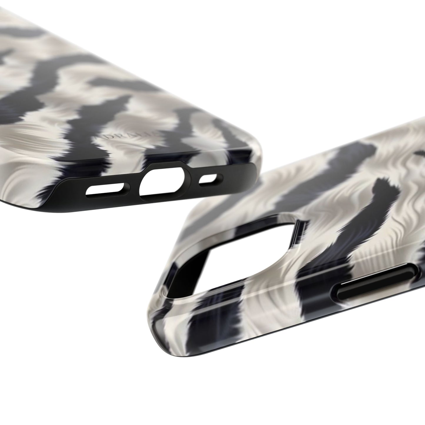 Faux Fur Zebra Tough Phone Case — Black & Ivory Animal Print