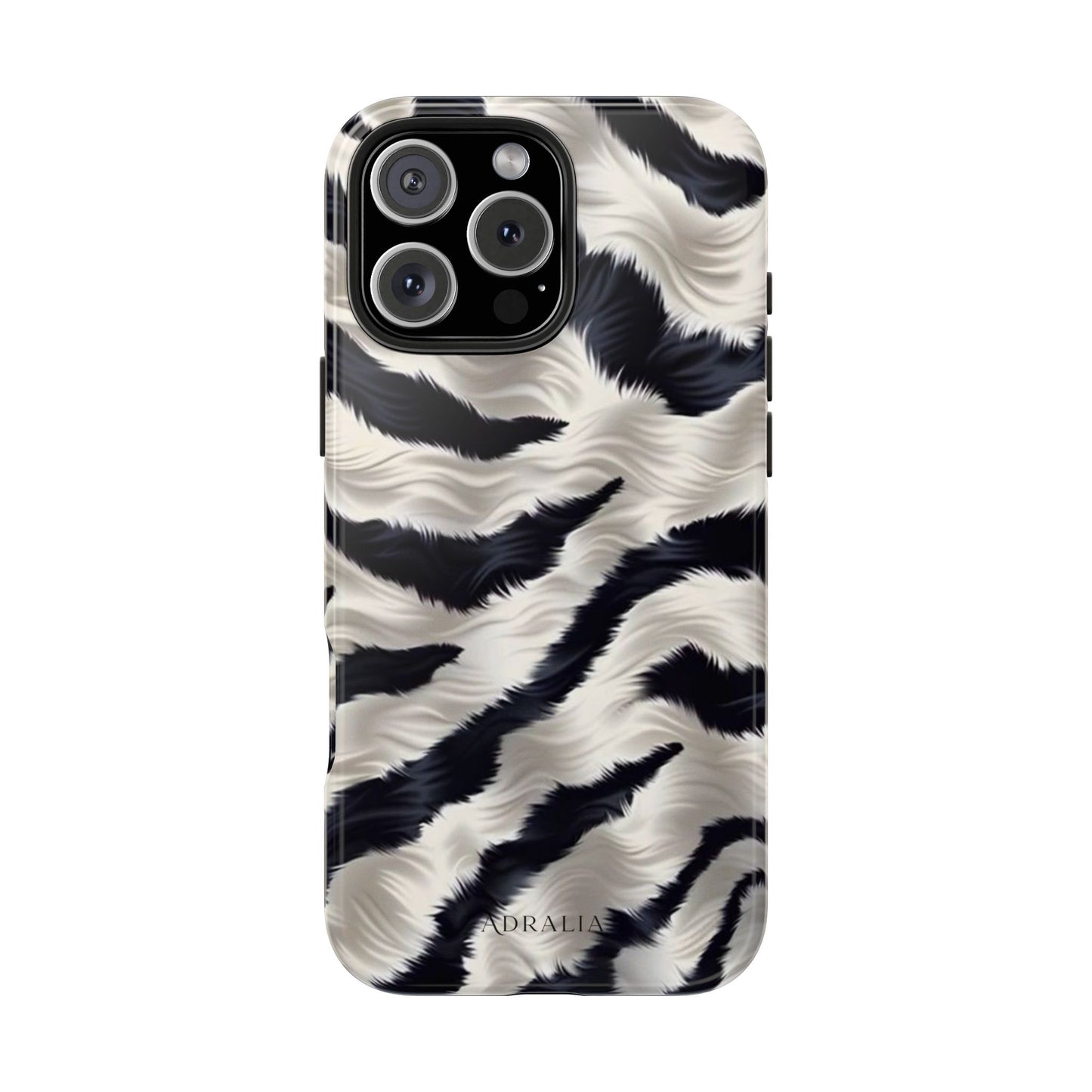 Faux Fur Zebra Tough Phone Case — Black & Ivory Animal Print