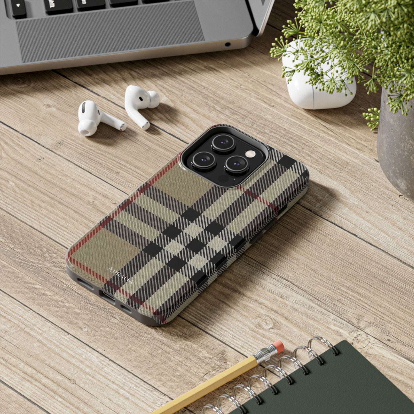 Plaid Tough Phone Case — Classic Beige Check Protective Cover