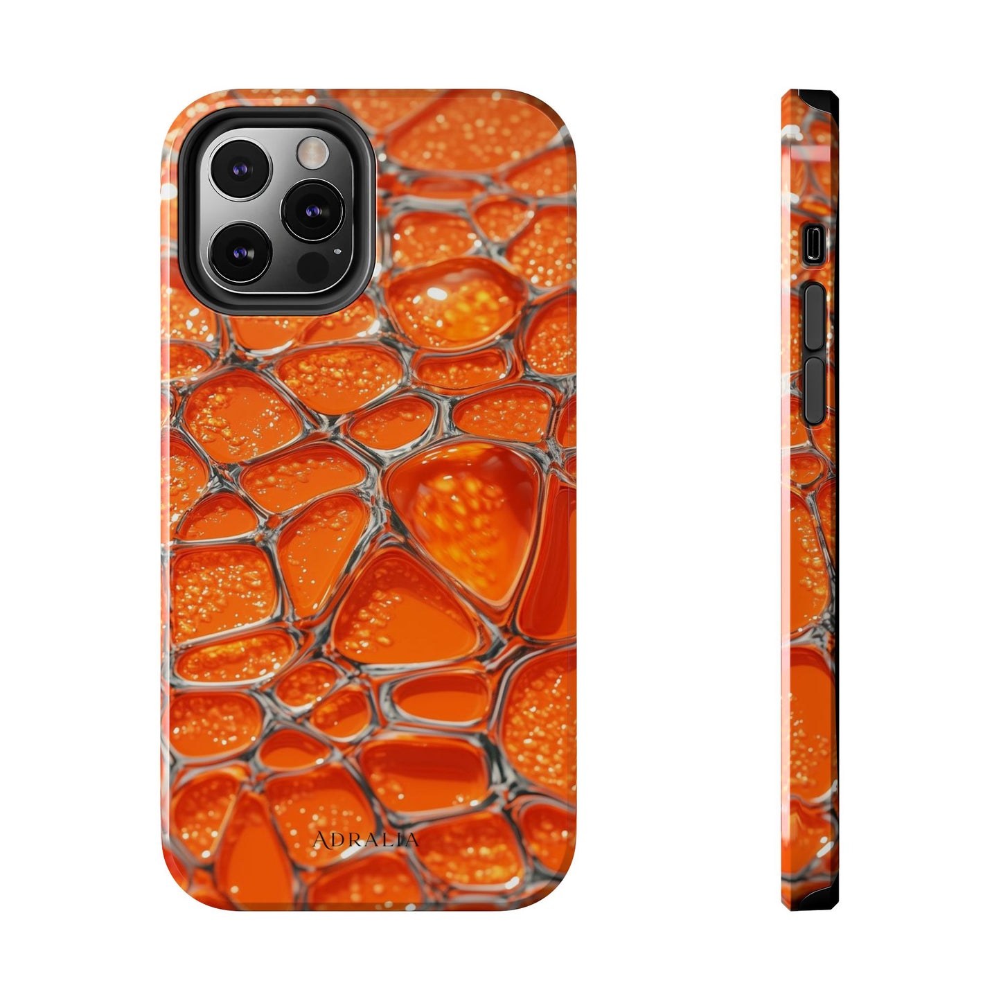 Orange Resin Abstract Tough Phone Case — Durable Protective iPhone Cover