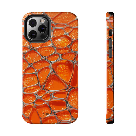 Orange Resin Abstract Tough Phone Case — Durable Protective iPhone Cover