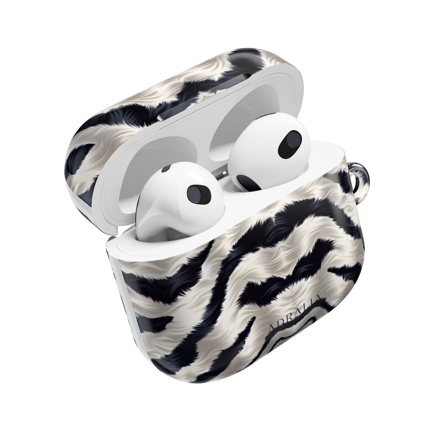 Zebra Fur Pattern AirPod Case — Luxe Black & White Animal Print Protective Cover
