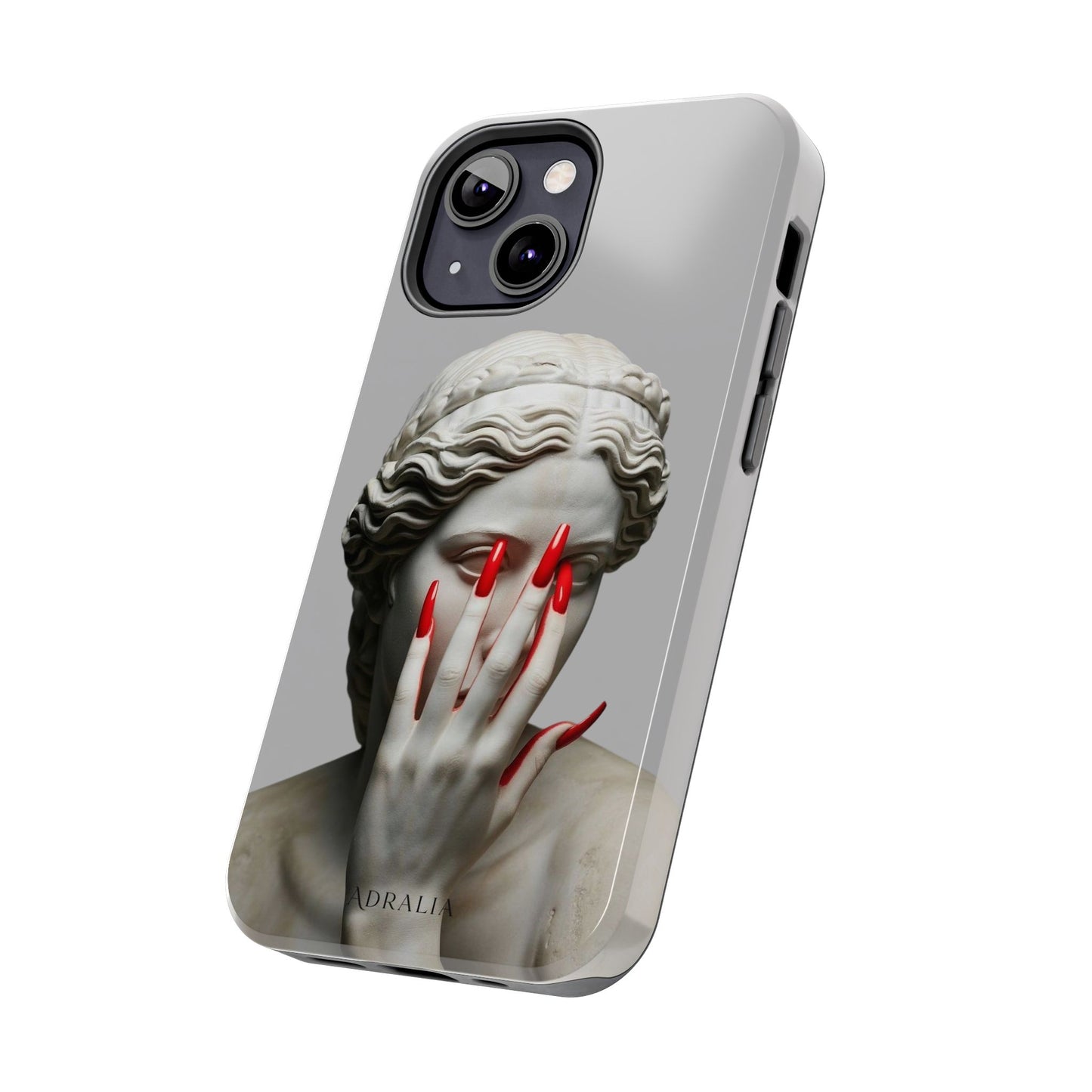 Statue with Red Nails Phone Case — Moody Classical Art Protective Case