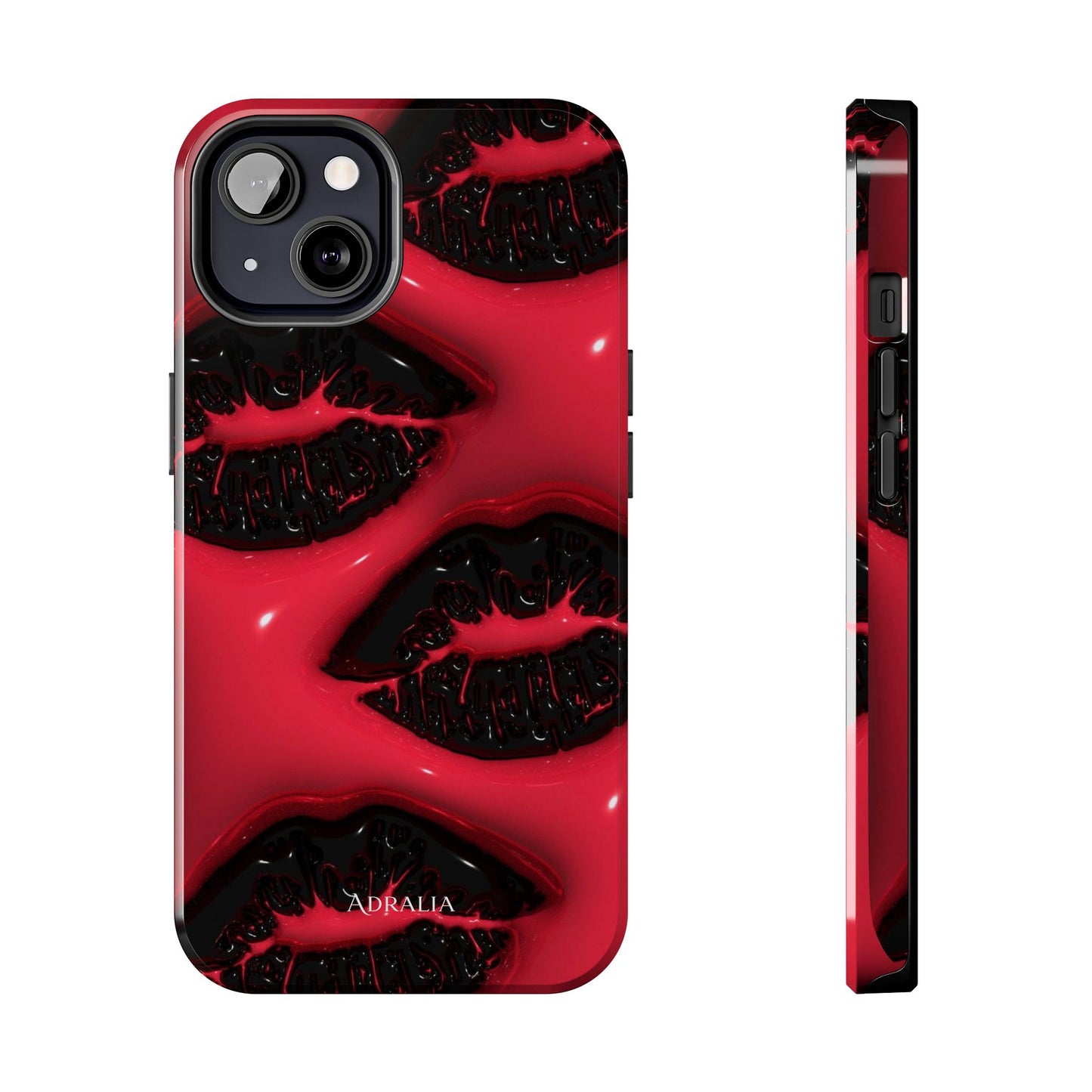 Tough Phone Case – Red Gloss Kiss Print, Shockproof Protective Cover