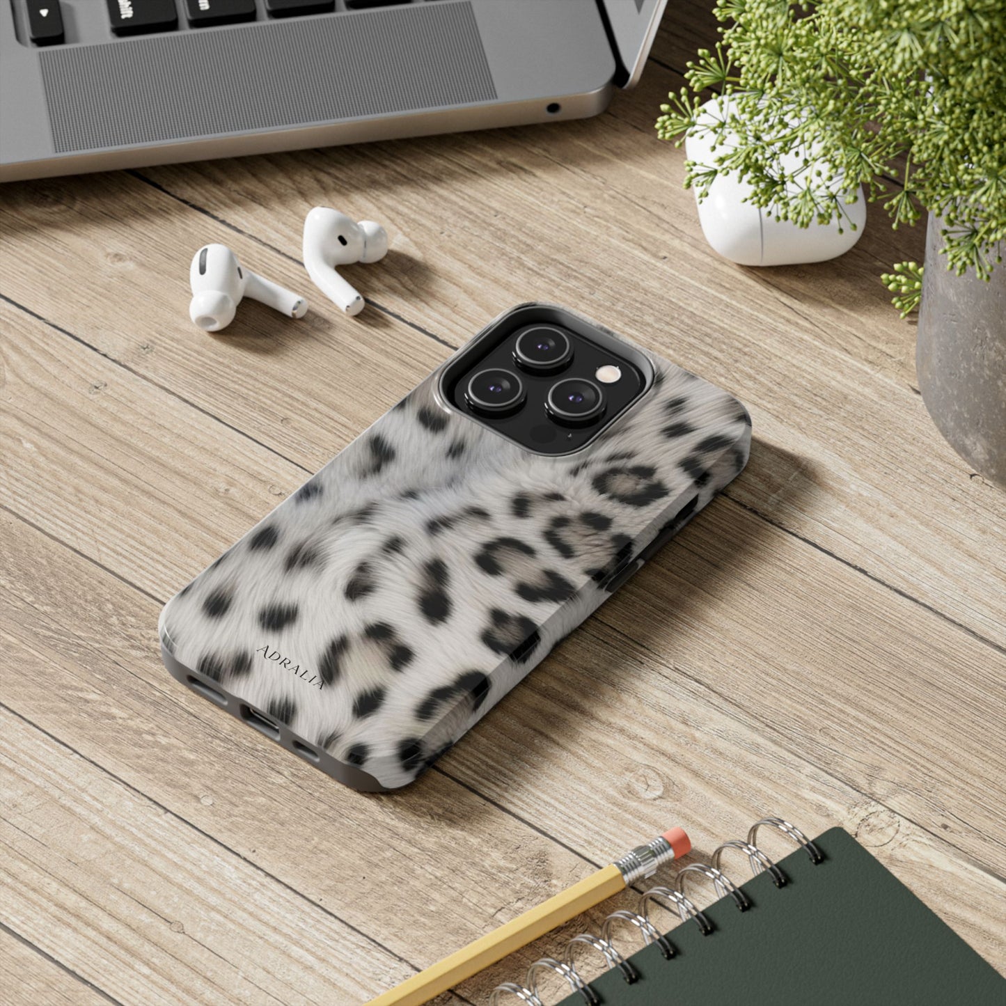 Leopard Fur Tough Phone Case — White Snow Cheetah Protective Cover