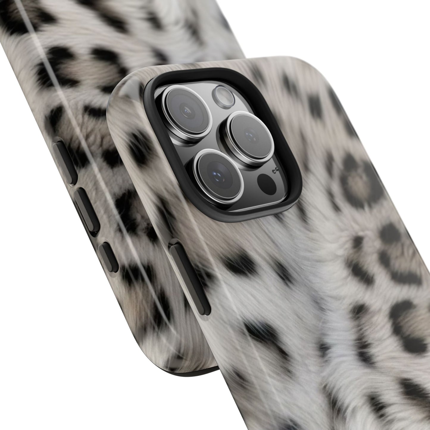 Leopard Fur Tough Phone Case — White Snow Cheetah Protective Cover