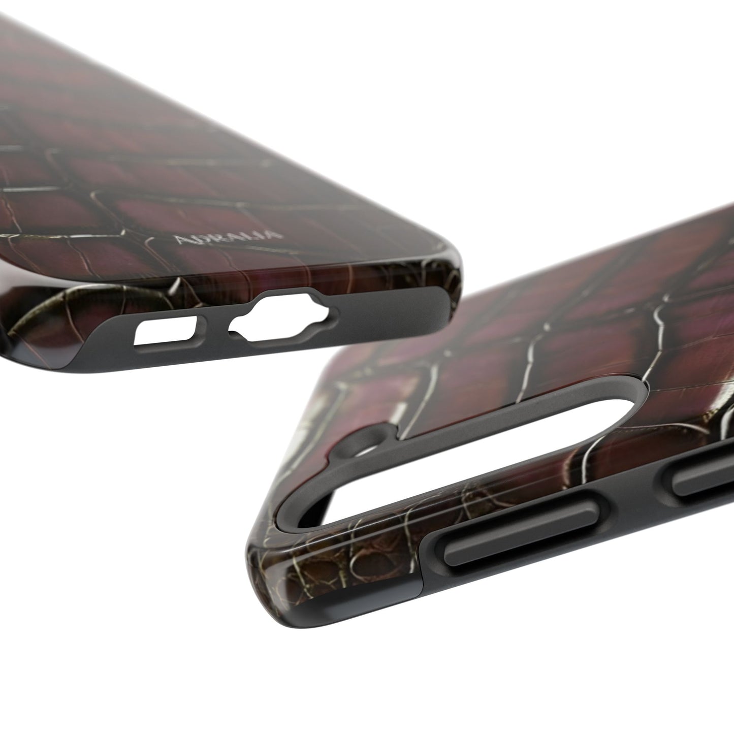 Croc-Embossed Tough Phone Case — Burgundy Faux Alligator with ADRALIA Accent