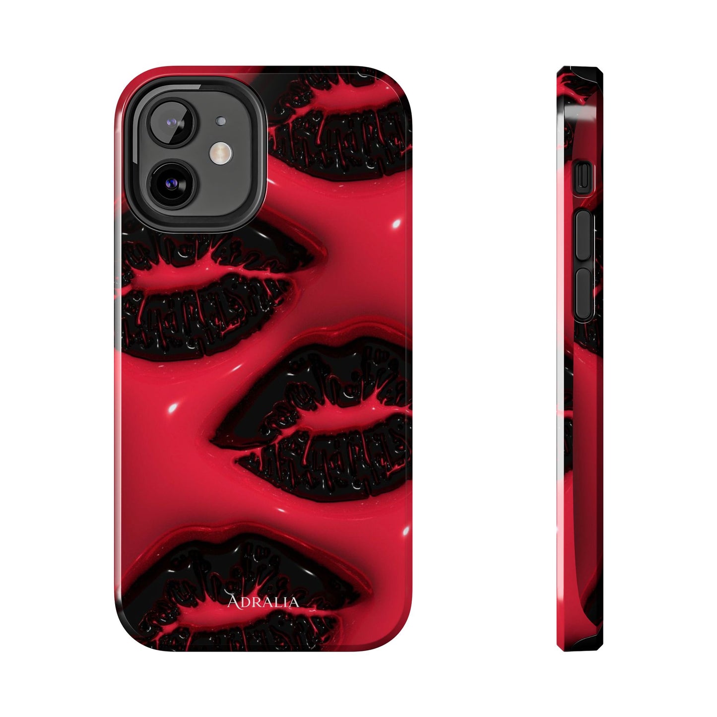 Tough Phone Case – Red Gloss Kiss Print, Shockproof Protective Cover