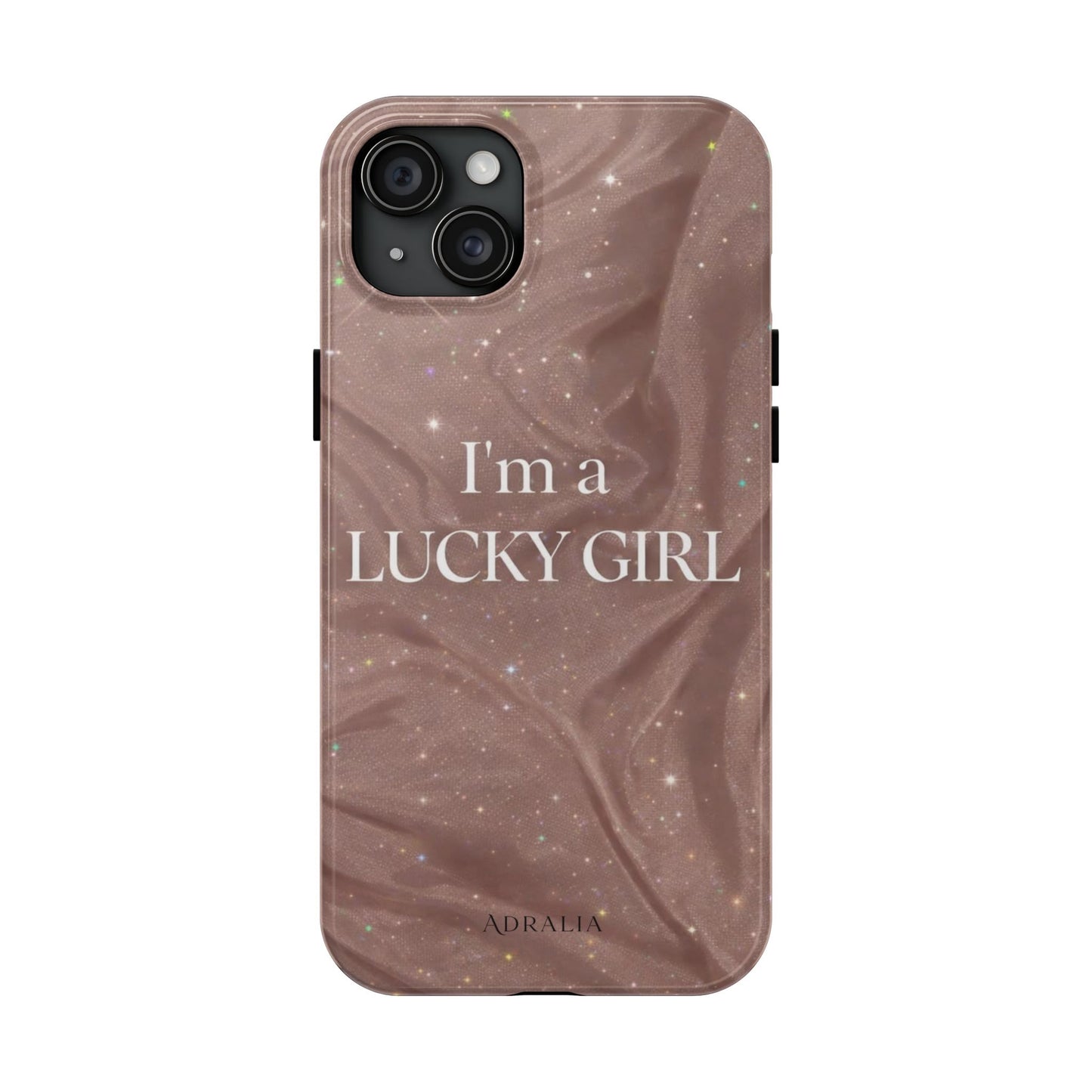 I'm a Lucky Girl Tough Phone Case – Sparkling Rose Marble Protective Cover