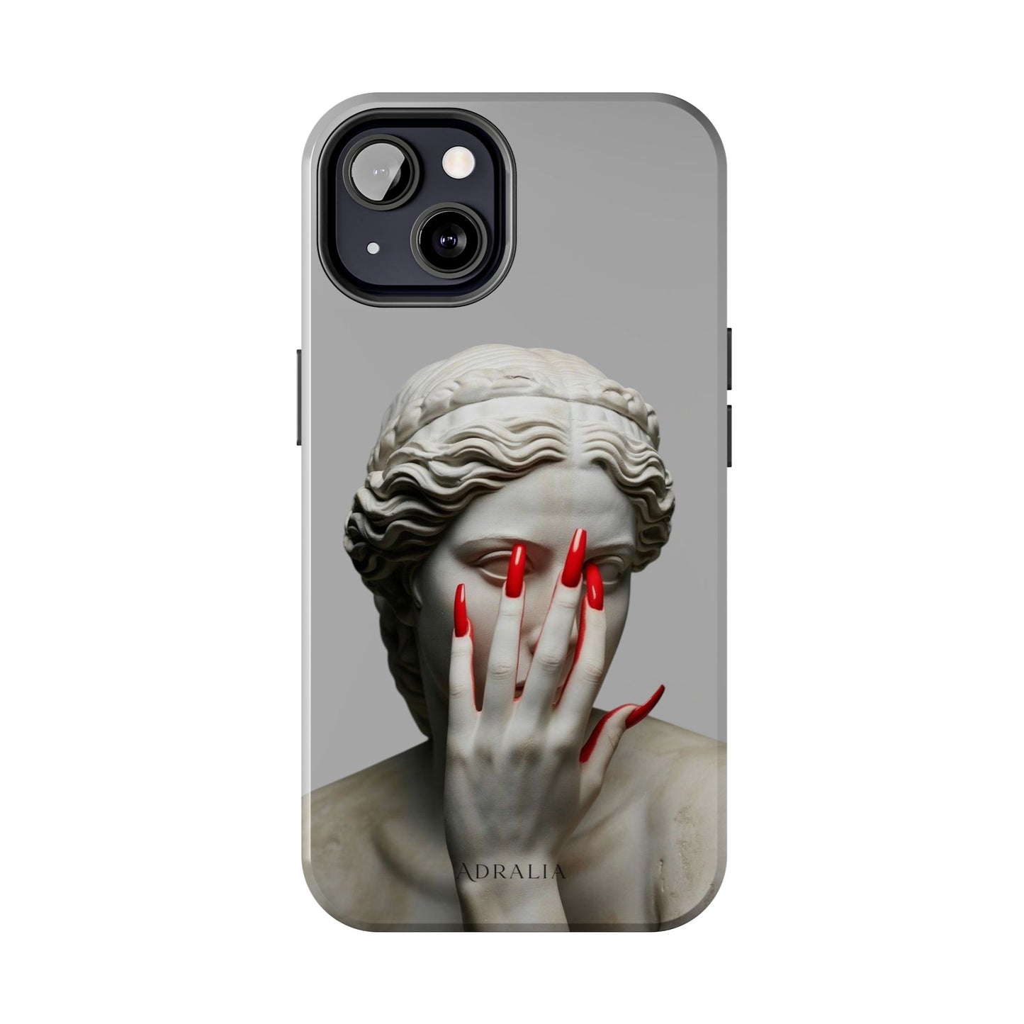 Statue with Red Nails Phone Case — Moody Classical Art Protective Case