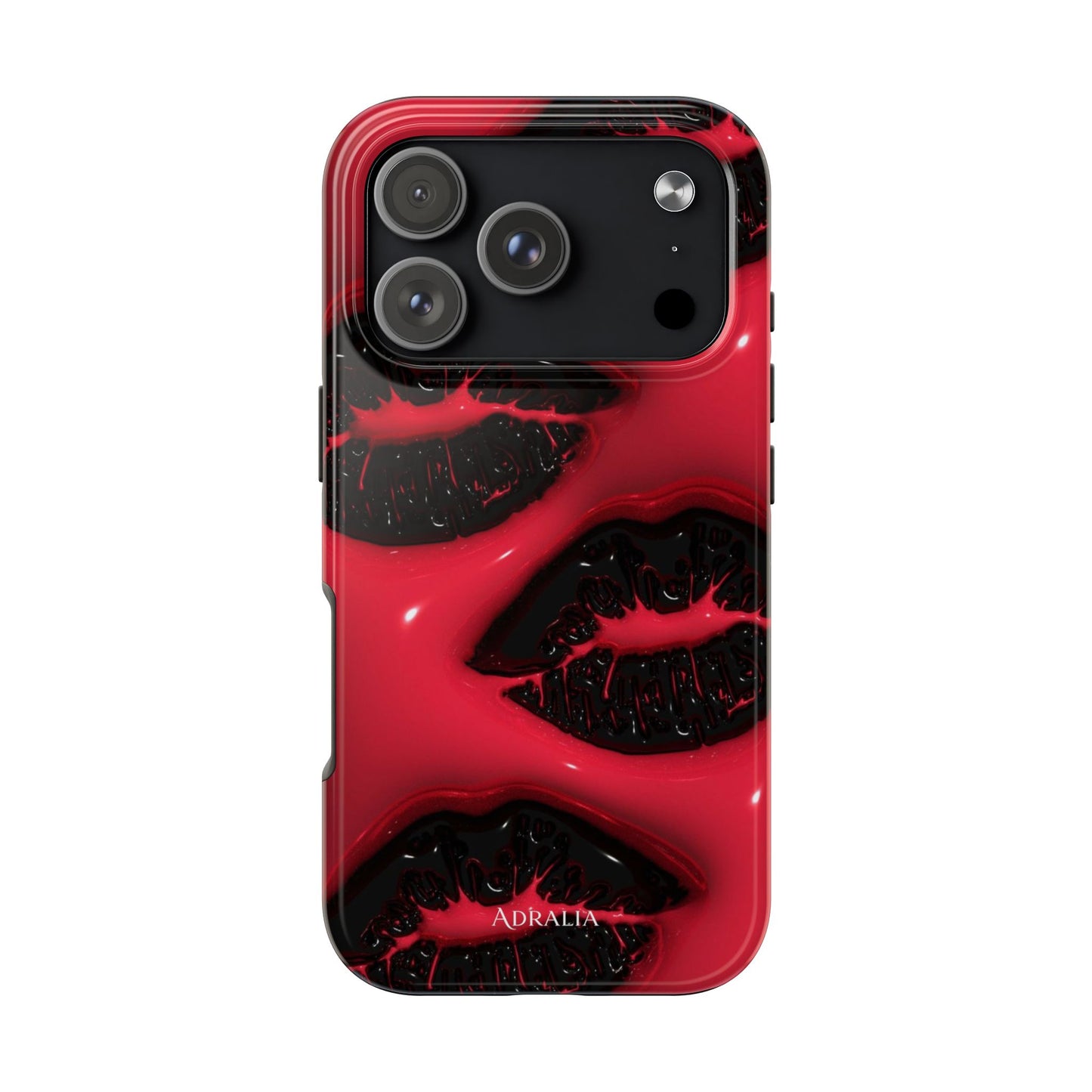 Tough Phone Case – Red Gloss Kiss Print, Shockproof Protective Cover