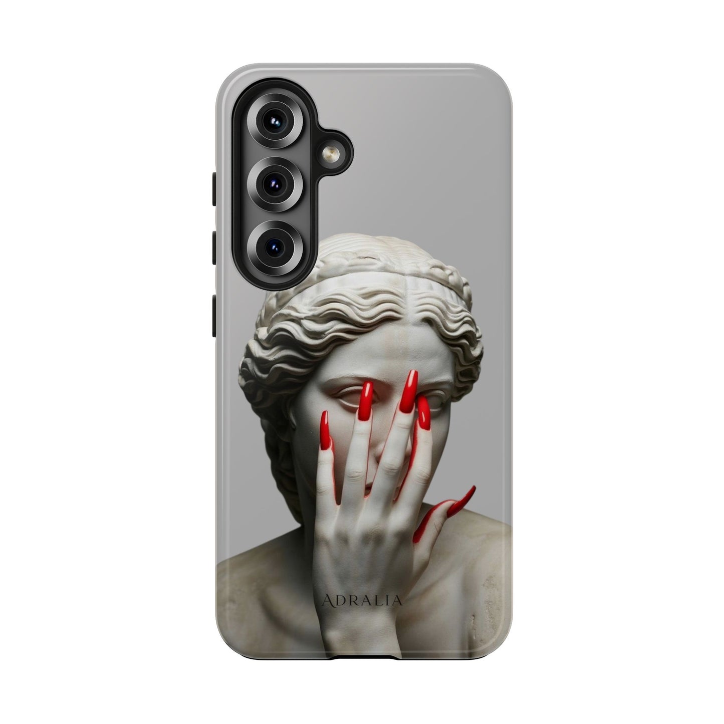 Statue with Red Nails Phone Case — Moody Classical Art Protective Case