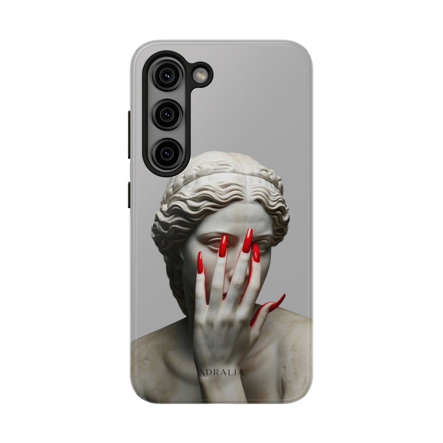 Statue with Red Nails Phone Case — Moody Classical Art Protective Case