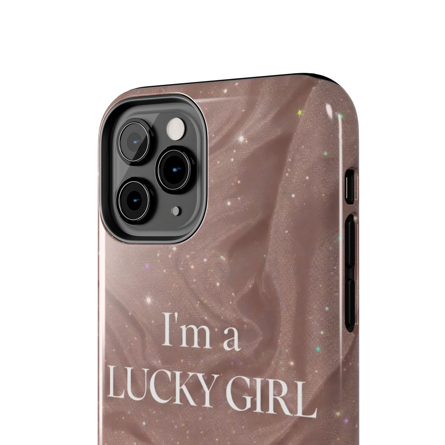 I'm a Lucky Girl Tough Phone Case – Sparkling Rose Marble Protective Cover