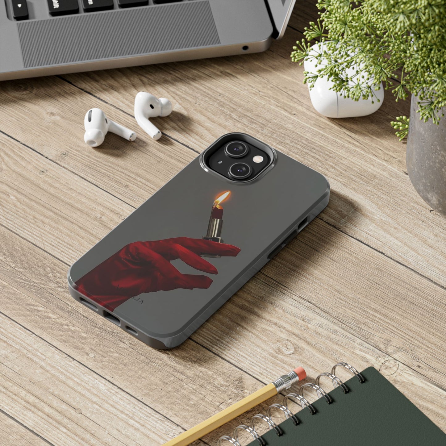 Red Glove Lighter Tough Phone Case — Dark Gothic Flame Protective Cover