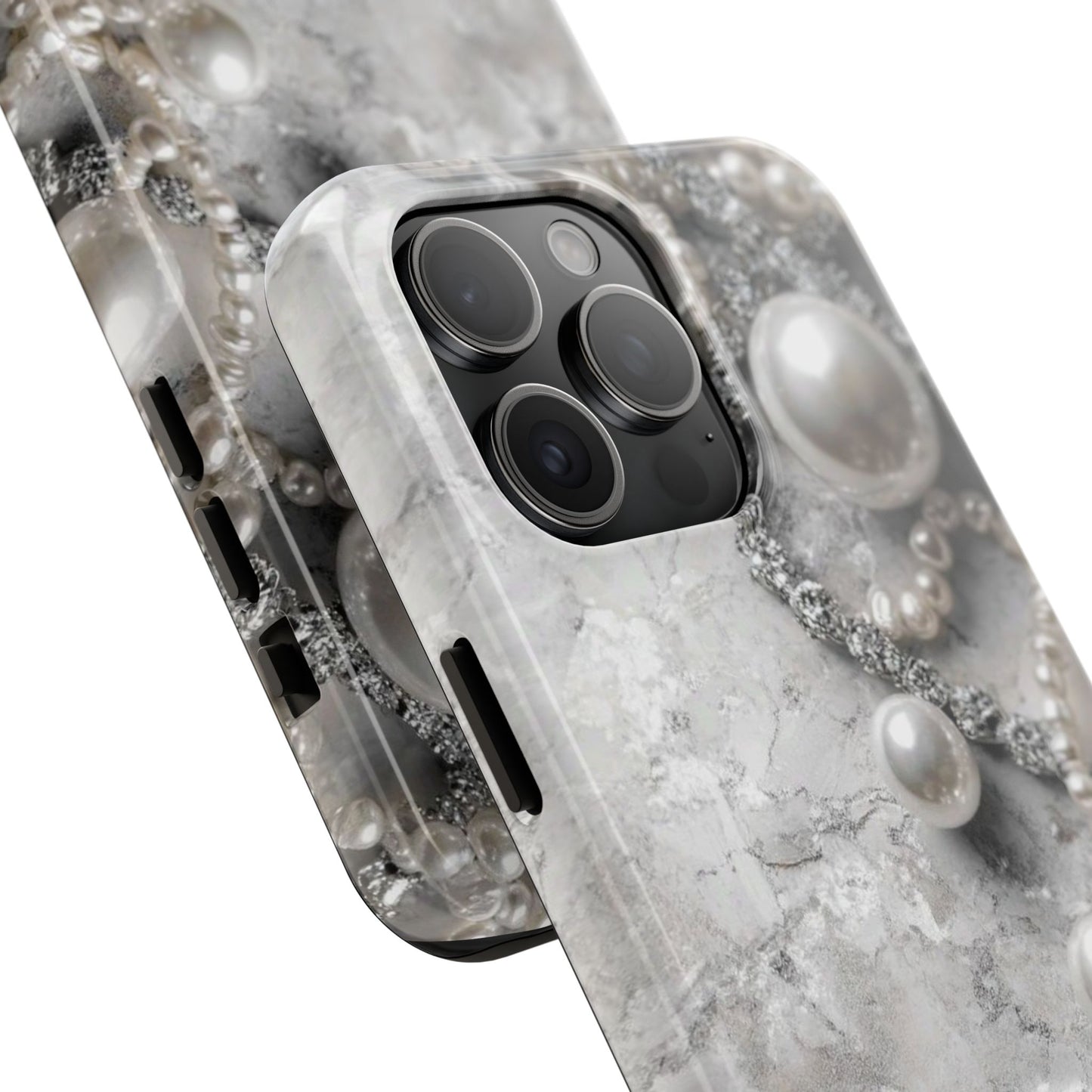 Pearl Luxe Tough Phone Case — Elegant Pearl & Crystal Protective Cover