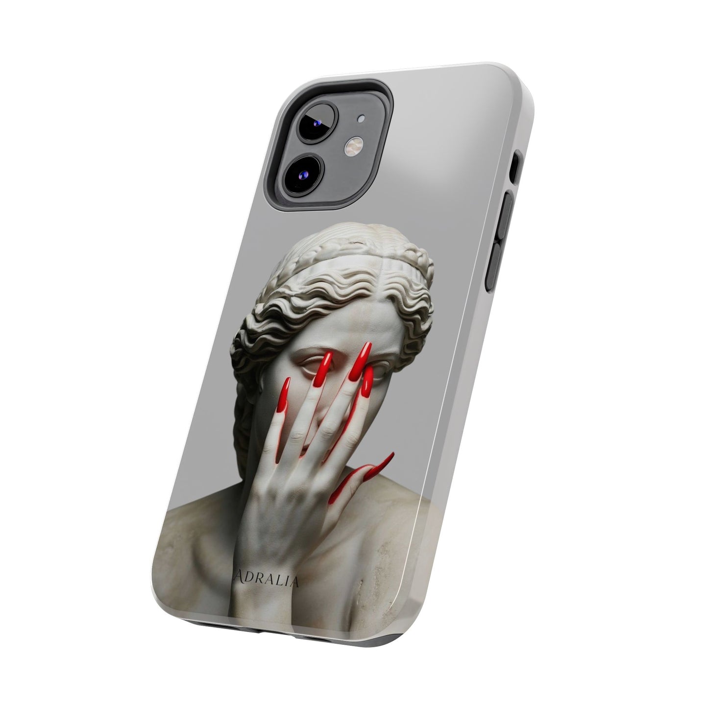 Statue with Red Nails Phone Case — Moody Classical Art Protective Case