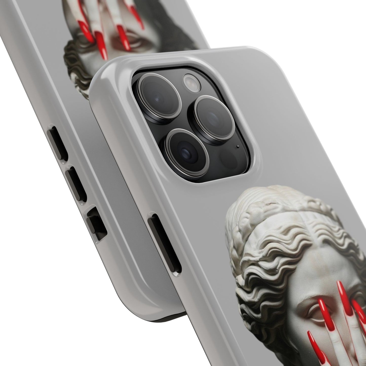 Statue with Red Nails Phone Case — Moody Classical Art Protective Case