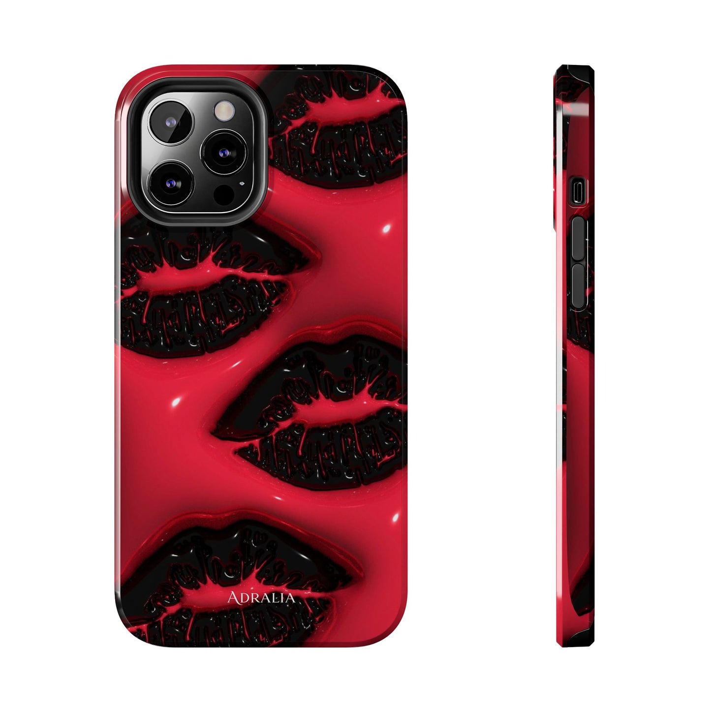 Tough Phone Case – Red Gloss Kiss Print, Shockproof Protective Cover