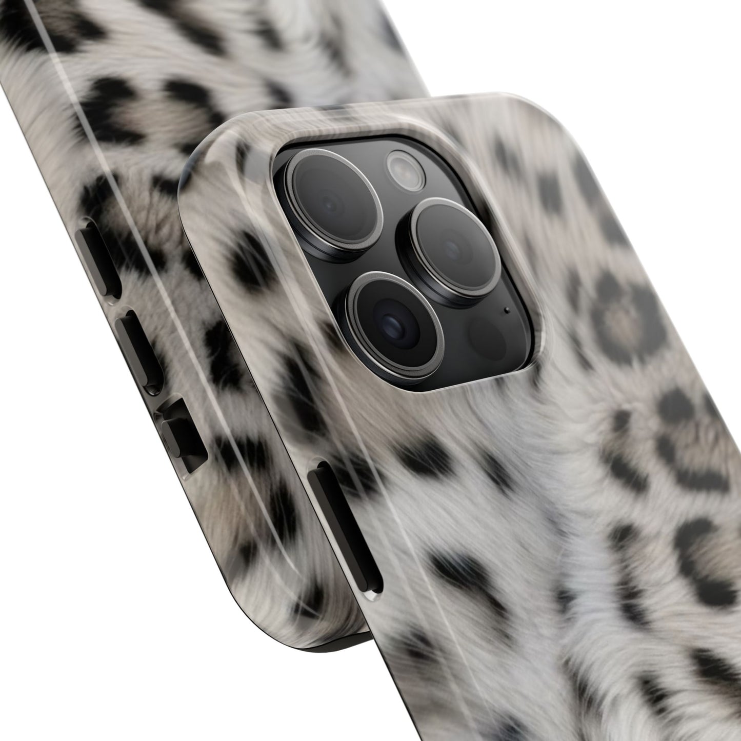Leopard Fur Tough Phone Case — White Snow Cheetah Protective Cover