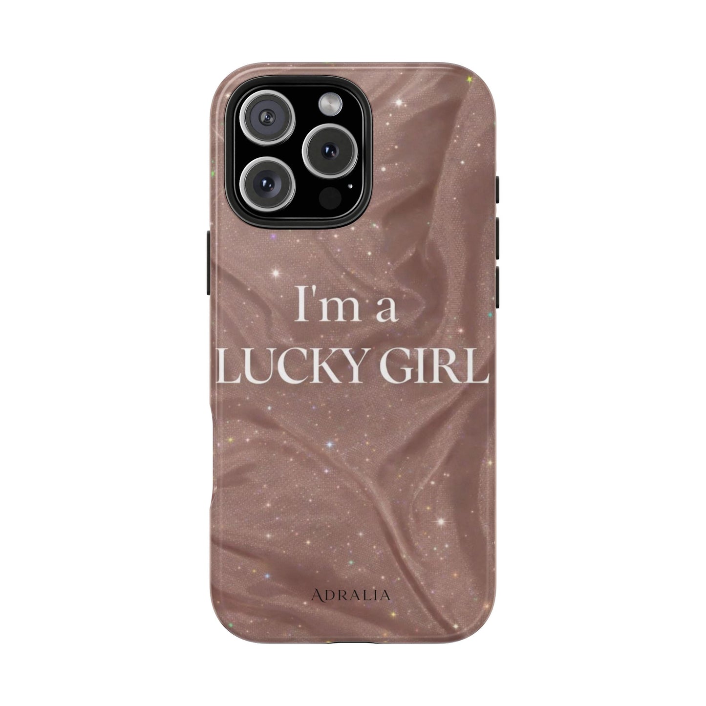 I'm a Lucky Girl Tough Phone Case – Sparkling Rose Marble Protective Cover