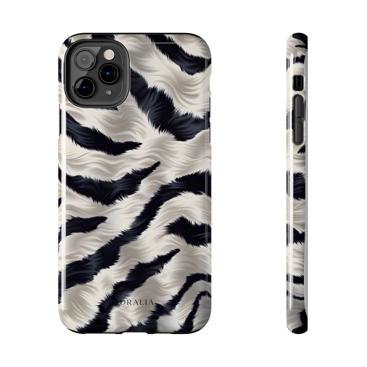 Faux Fur Zebra Tough Phone Case — Black & Ivory Animal Print