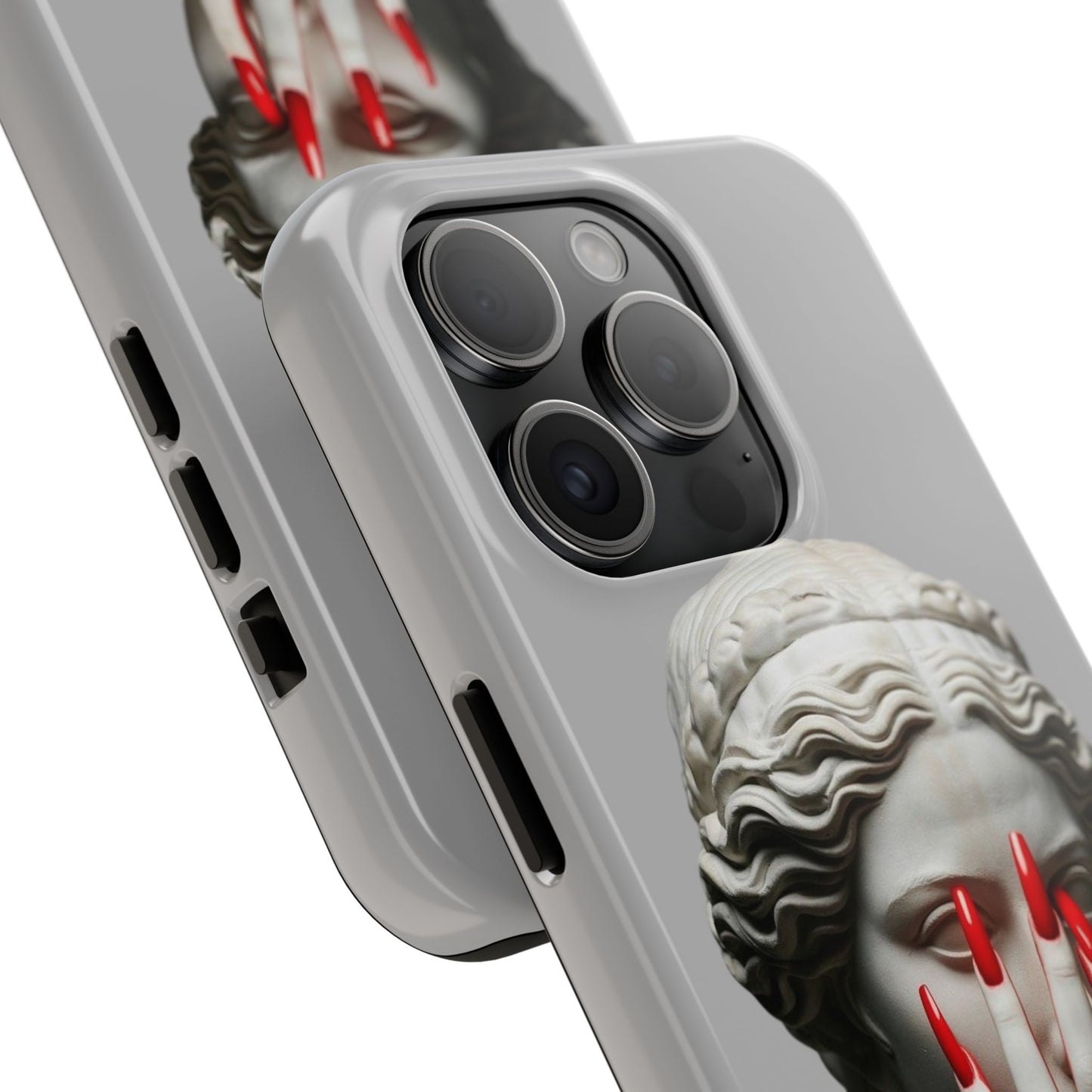 Statue with Red Nails Phone Case — Moody Classical Art Protective Case