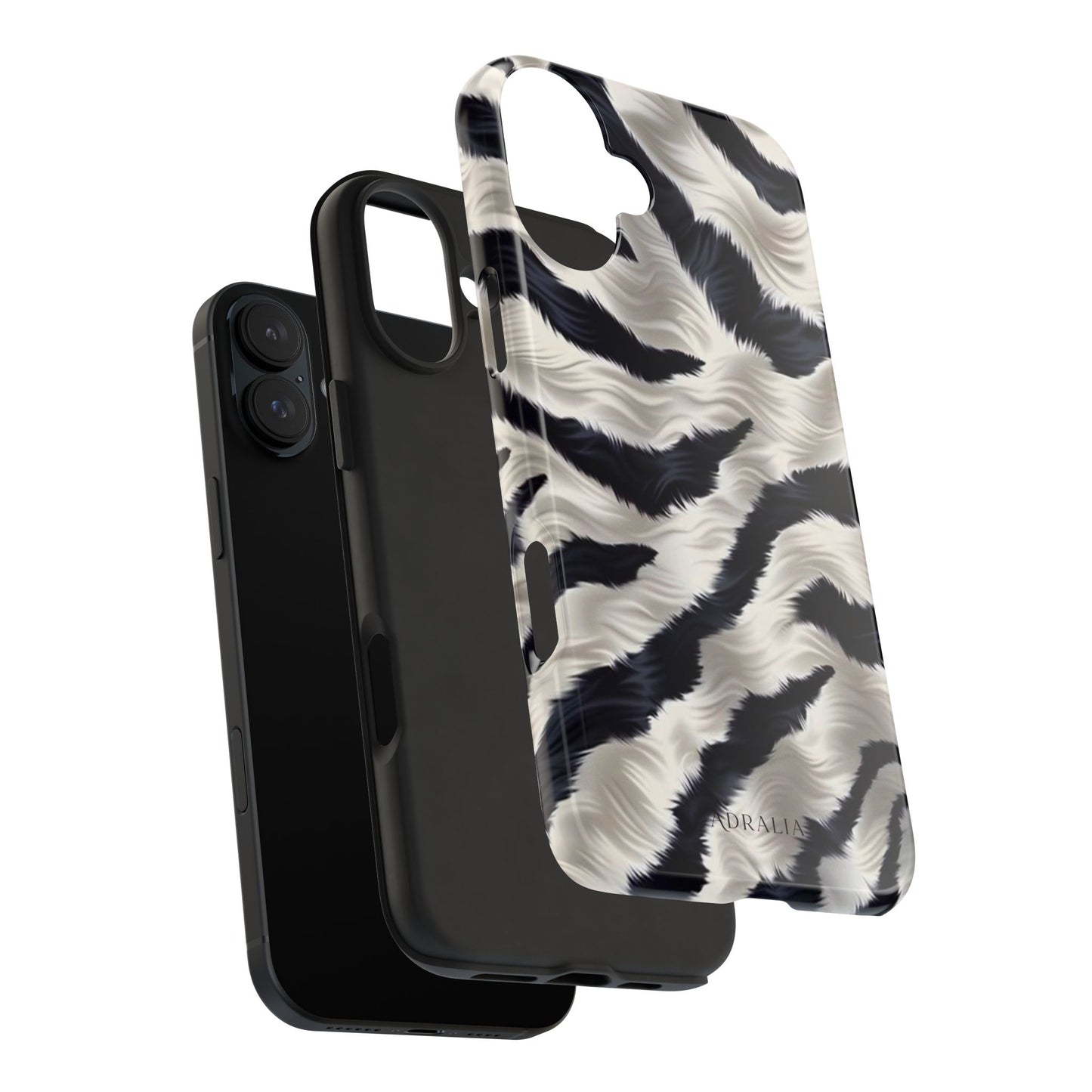 Faux Fur Zebra Tough Phone Case — Black & Ivory Animal Print