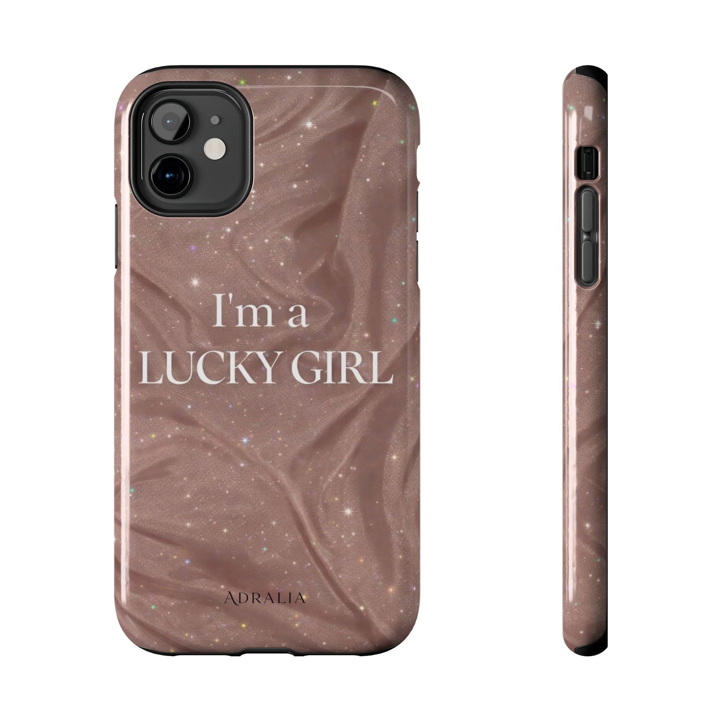 I'm a Lucky Girl Tough Phone Case – Sparkling Rose Marble Protective Cover