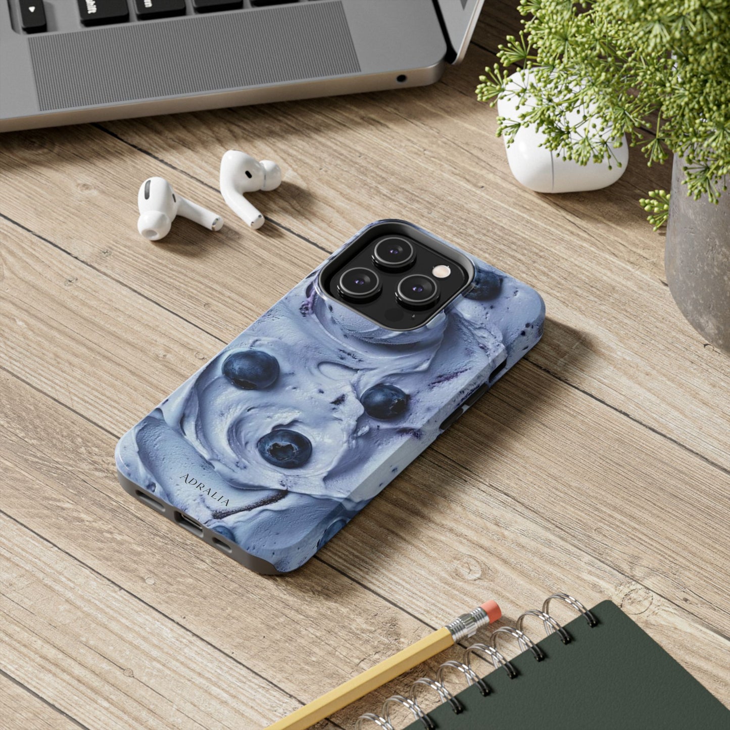 Blueberry Swirl Tough Phone Case — Protective Artistic Fruit Pattern
