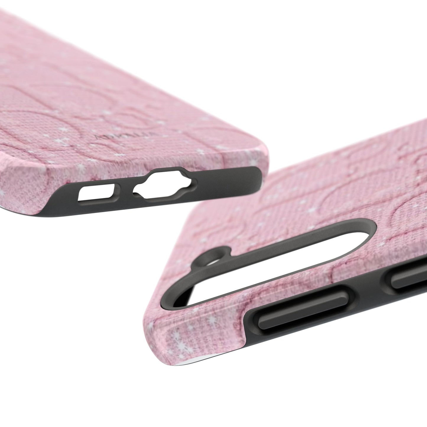 Pink Embossed Tough Phone Case – 'Adralia' Glitter Monogram Protective Cover
