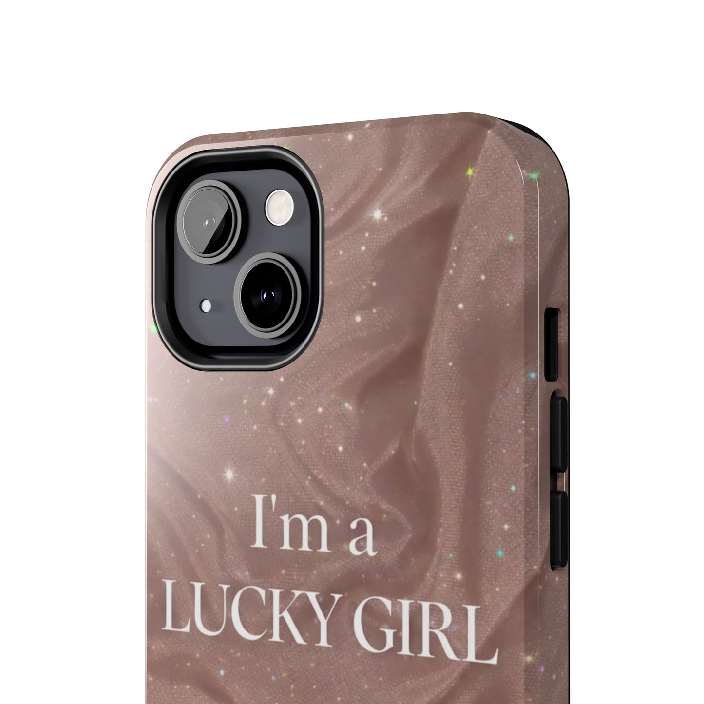 I'm a Lucky Girl Tough Phone Case – Sparkling Rose Marble Protective Cover