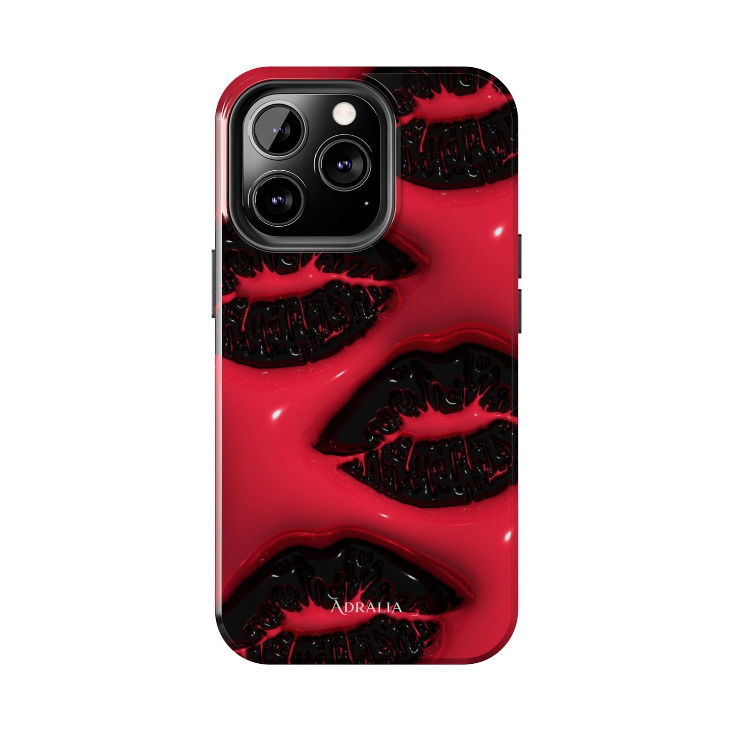 Tough Phone Case – Red Gloss Kiss Print, Shockproof Protective Cover
