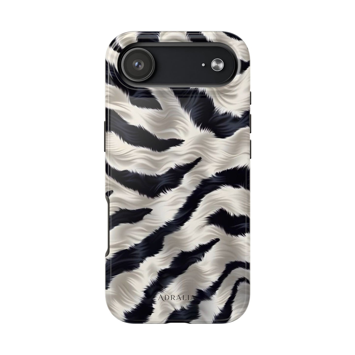 Faux Fur Zebra Tough Phone Case — Black & Ivory Animal Print