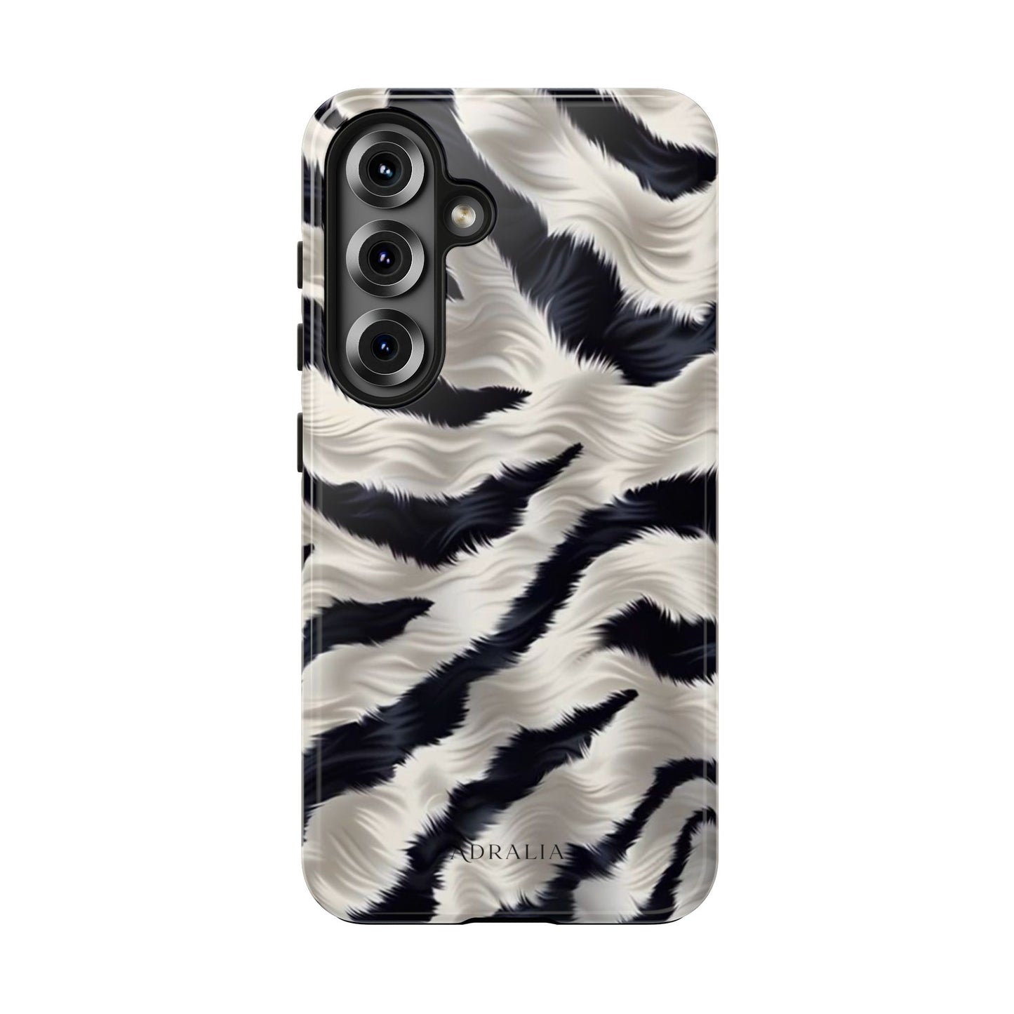 Faux Fur Zebra Tough Phone Case — Black & Ivory Animal Print