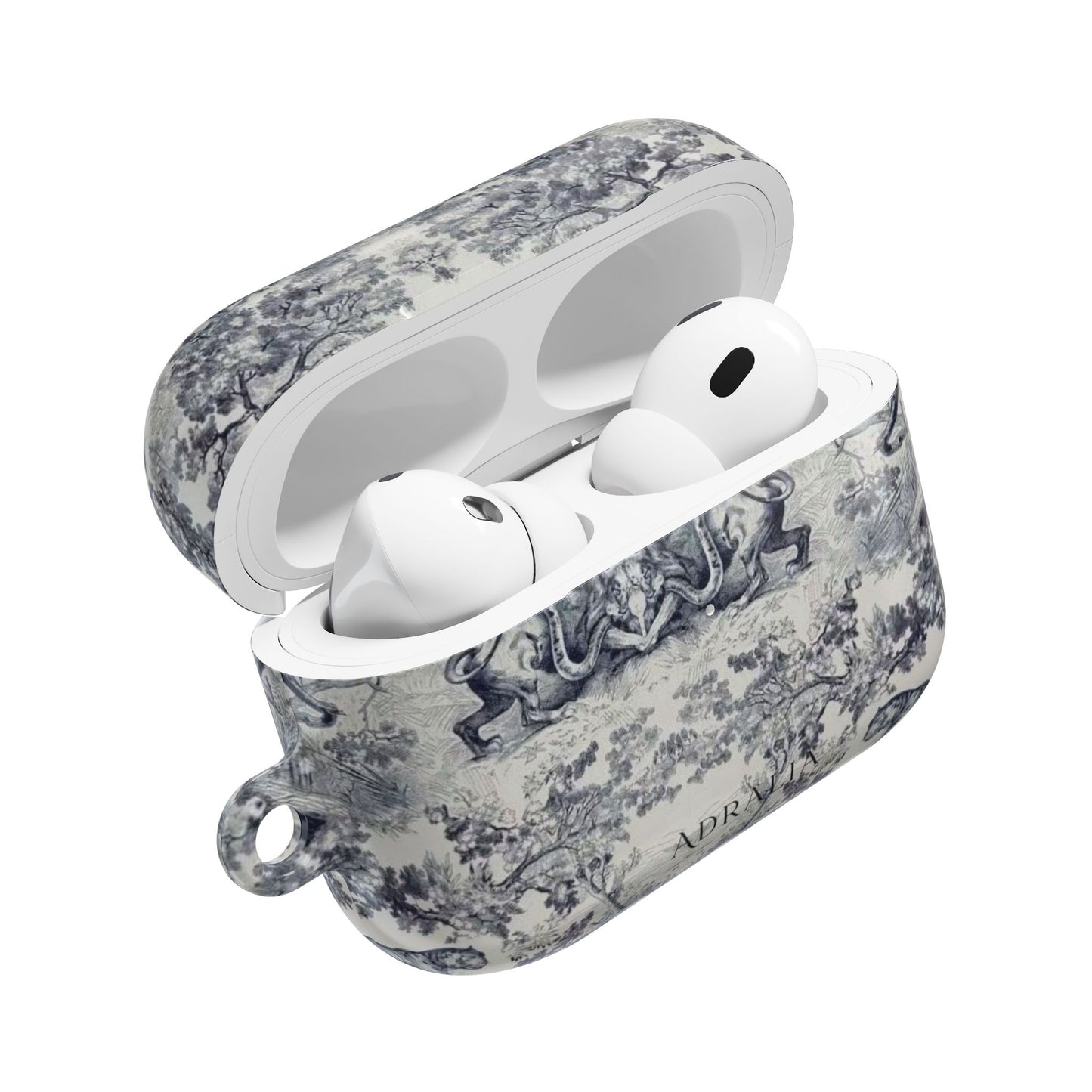 Vintage Toile AirPod Case — Classic Grey Pattern Protective Cover