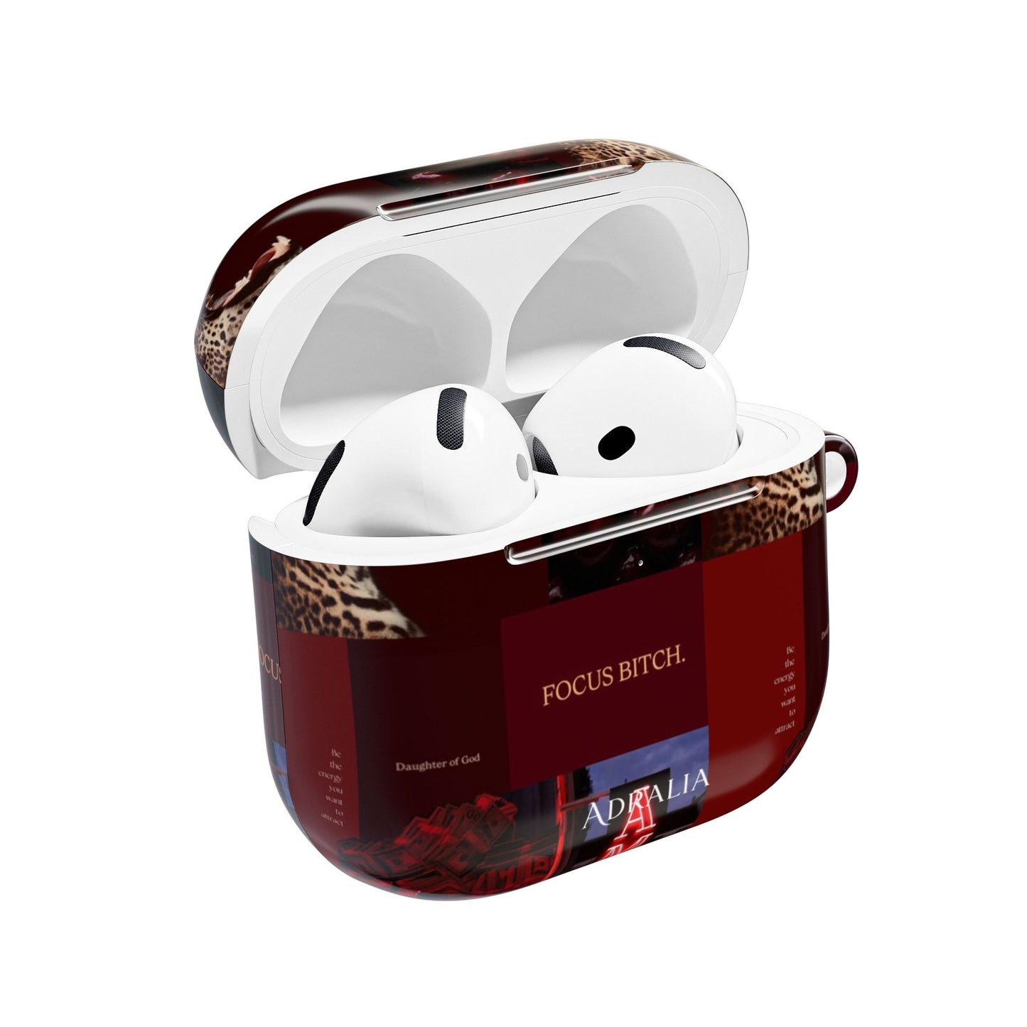 Focus Bitch AirPod Case — Red Leopard Graphic Protective Cover