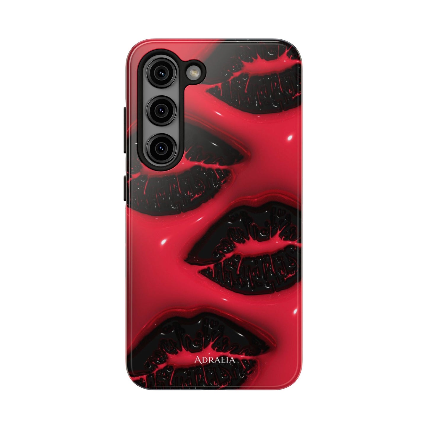 Tough Phone Case – Red Gloss Kiss Print, Shockproof Protective Cover