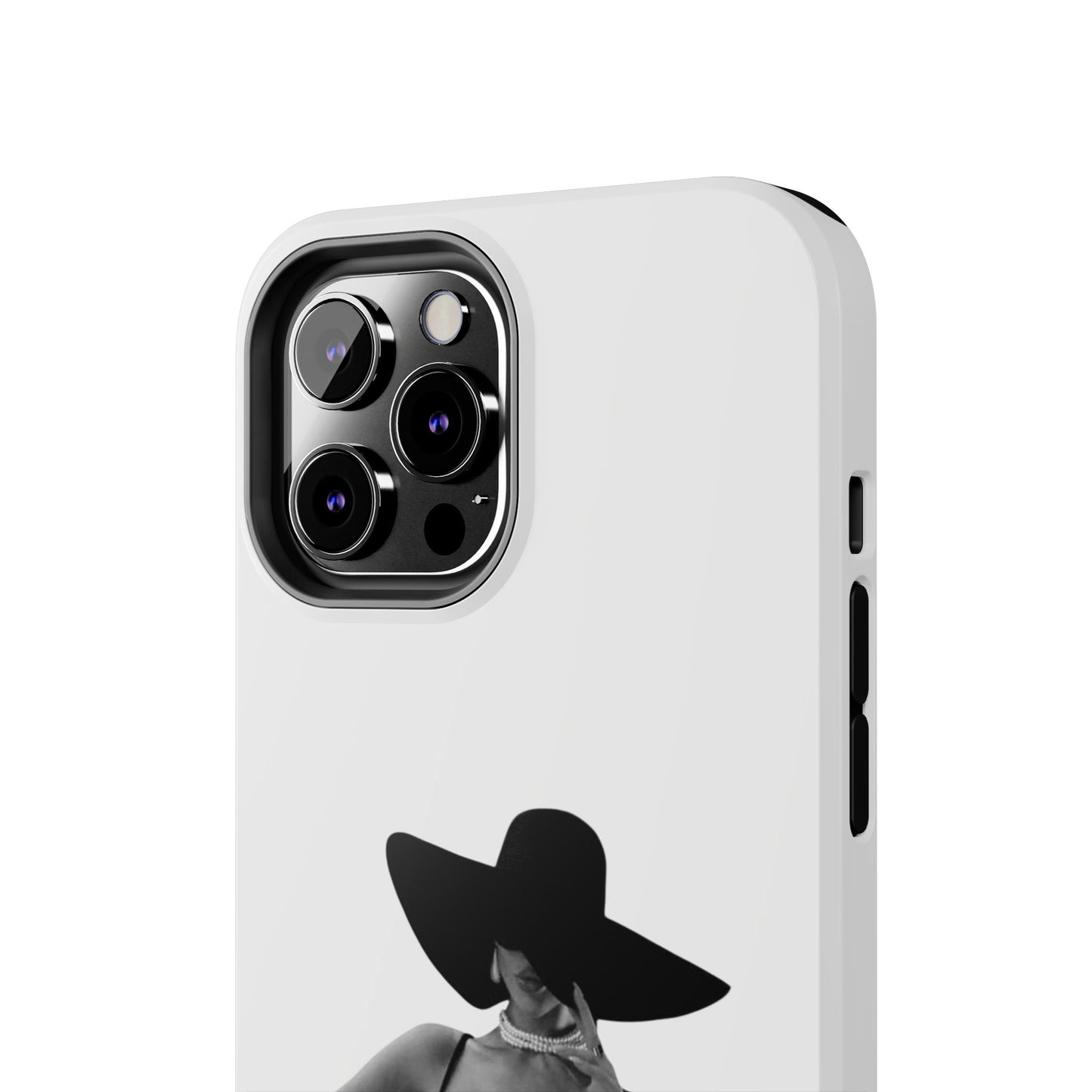 Tough Phone Case — Elegant Woman in Wide-Brim Hat Black & White Design