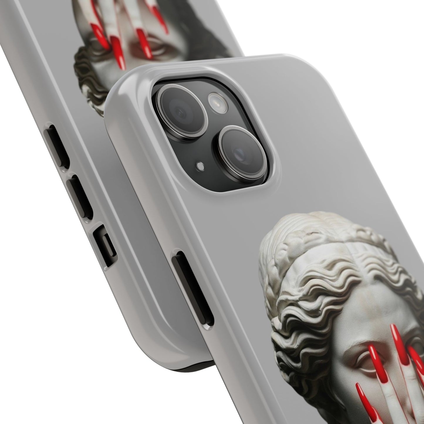 Statue with Red Nails Phone Case — Moody Classical Art Protective Case