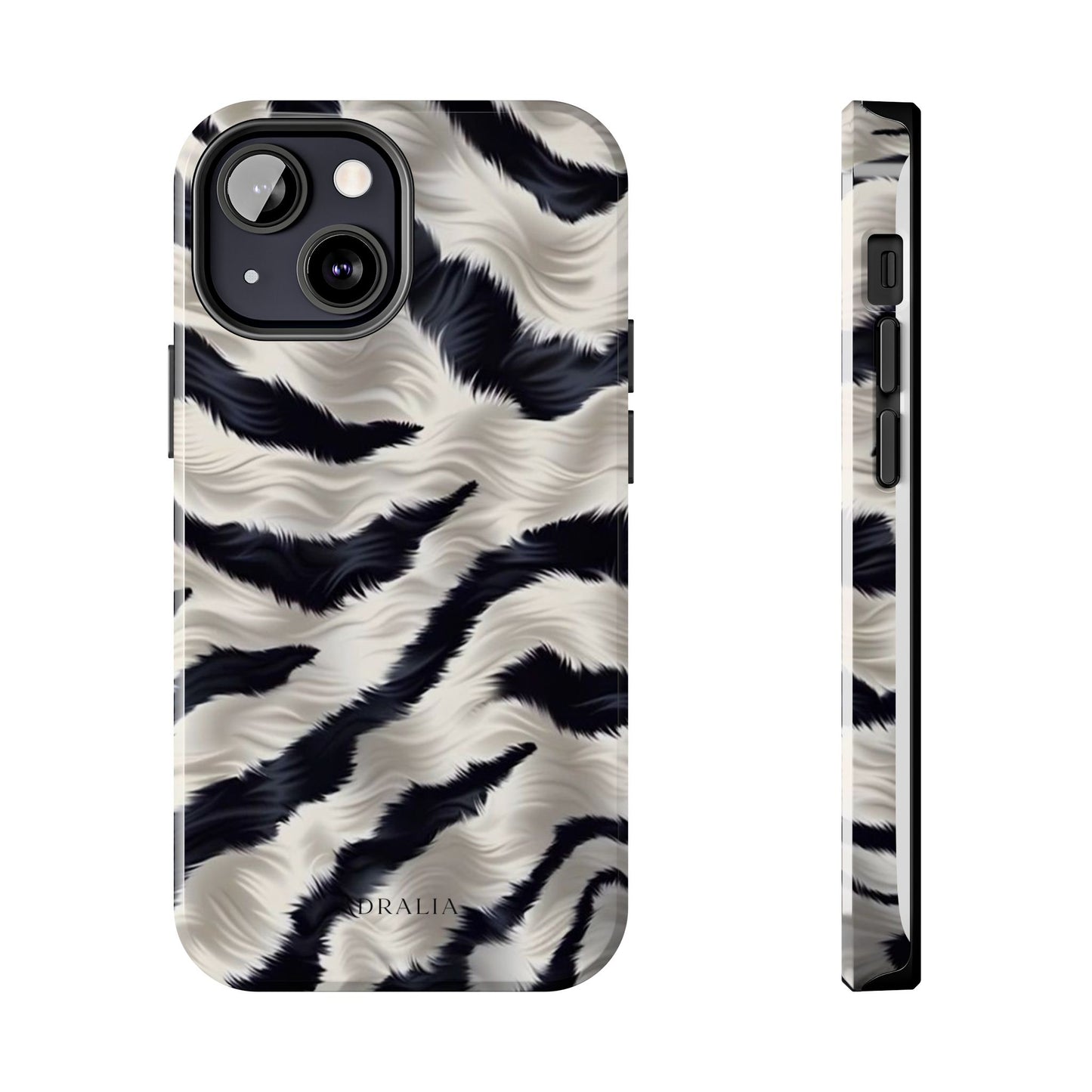 Faux Fur Zebra Tough Phone Case — Black & Ivory Animal Print