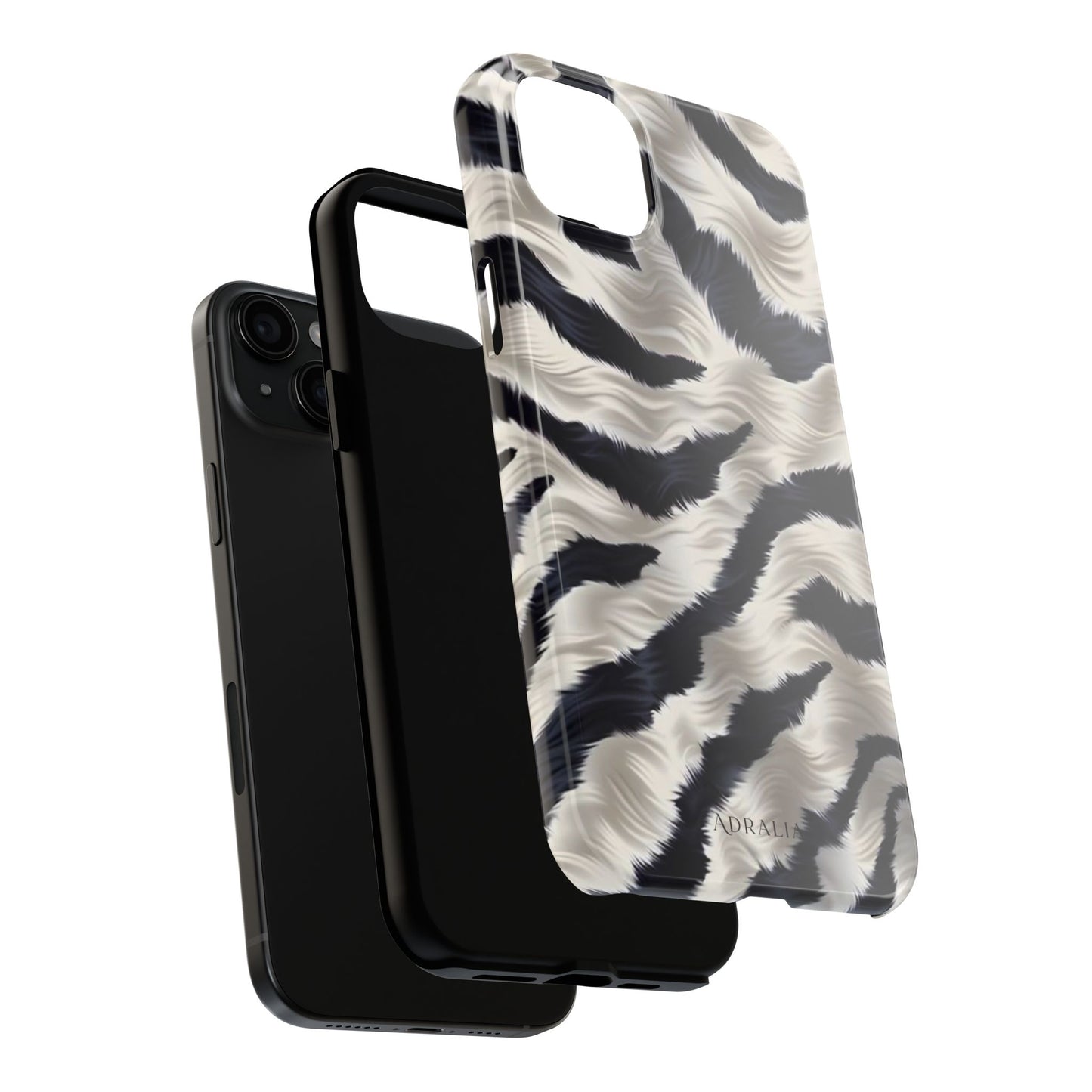 Faux Fur Zebra Tough Phone Case — Black & Ivory Animal Print