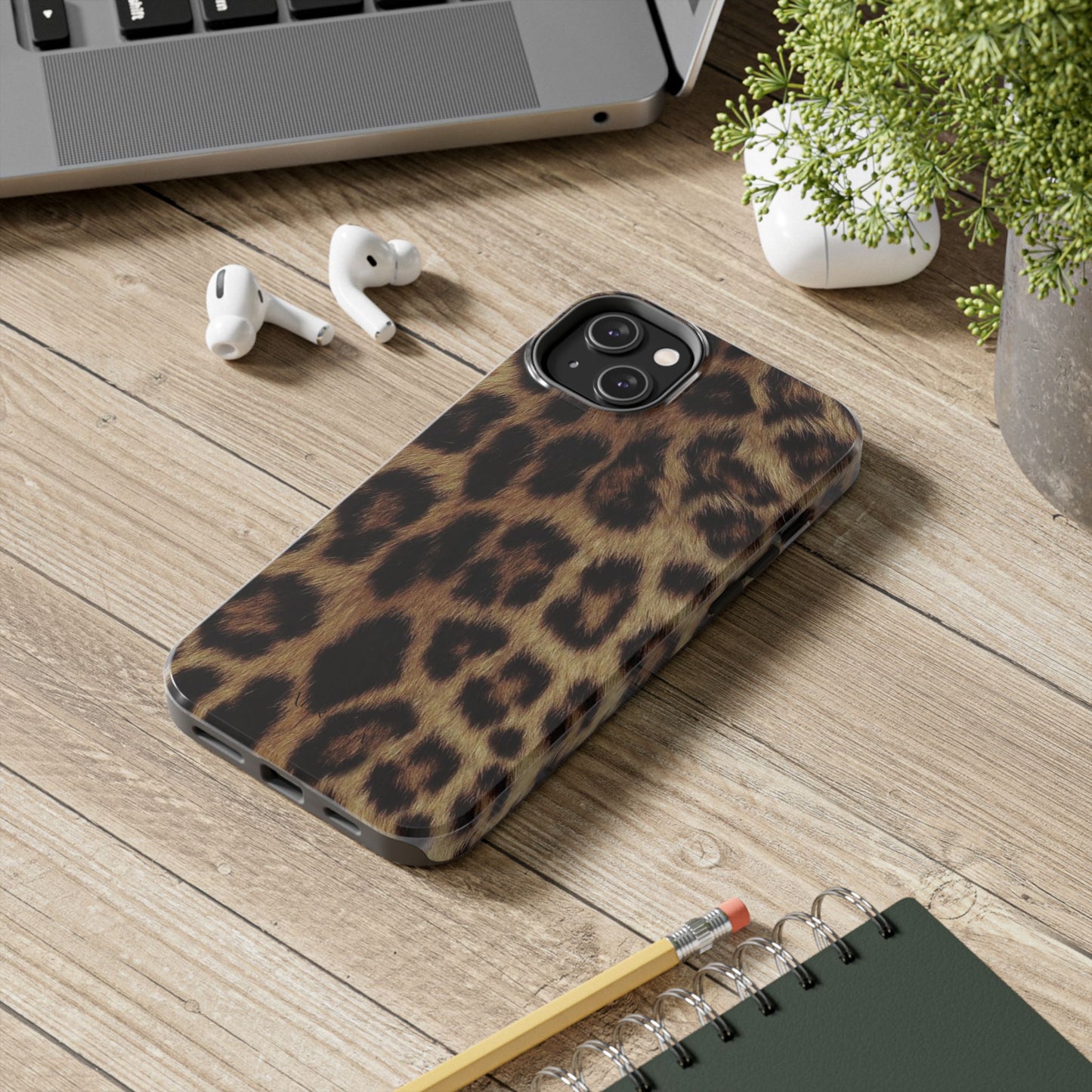 Leopard Print Tough Phone Case — Durable Animal-Print Protective Cover