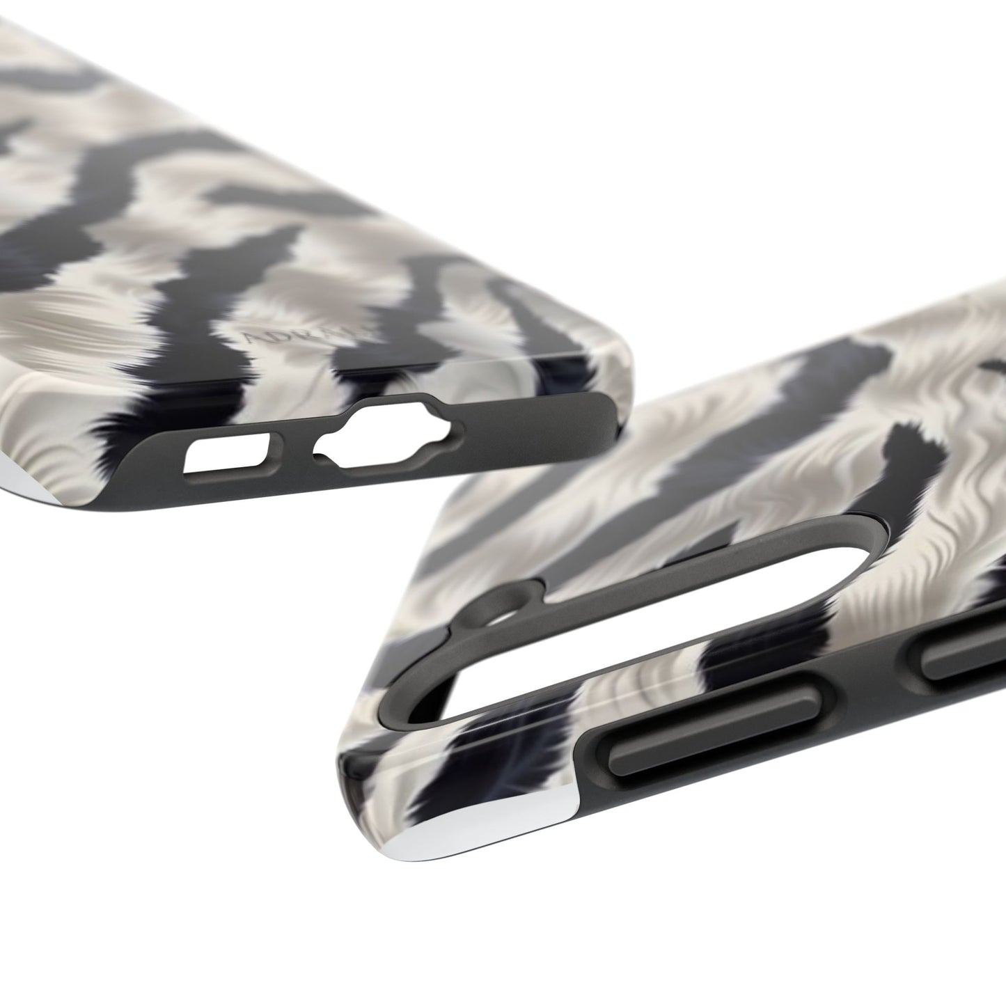 Faux Fur Zebra Tough Phone Case — Black & Ivory Animal Print